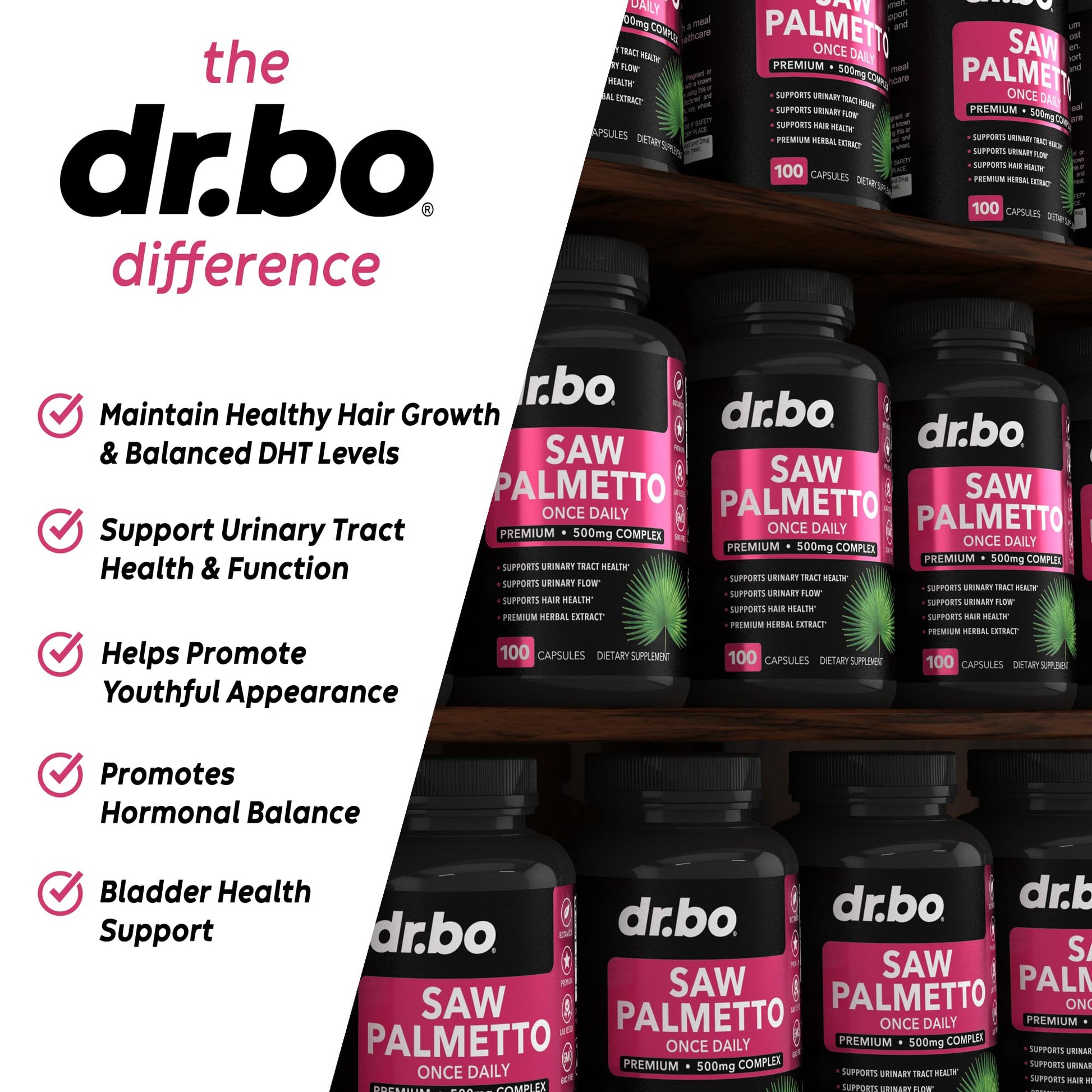 Saw Palmetto for Women Hair Loss - DHT Blocker for Women Hair Growth Plus Bladder DR. BO uk supplements