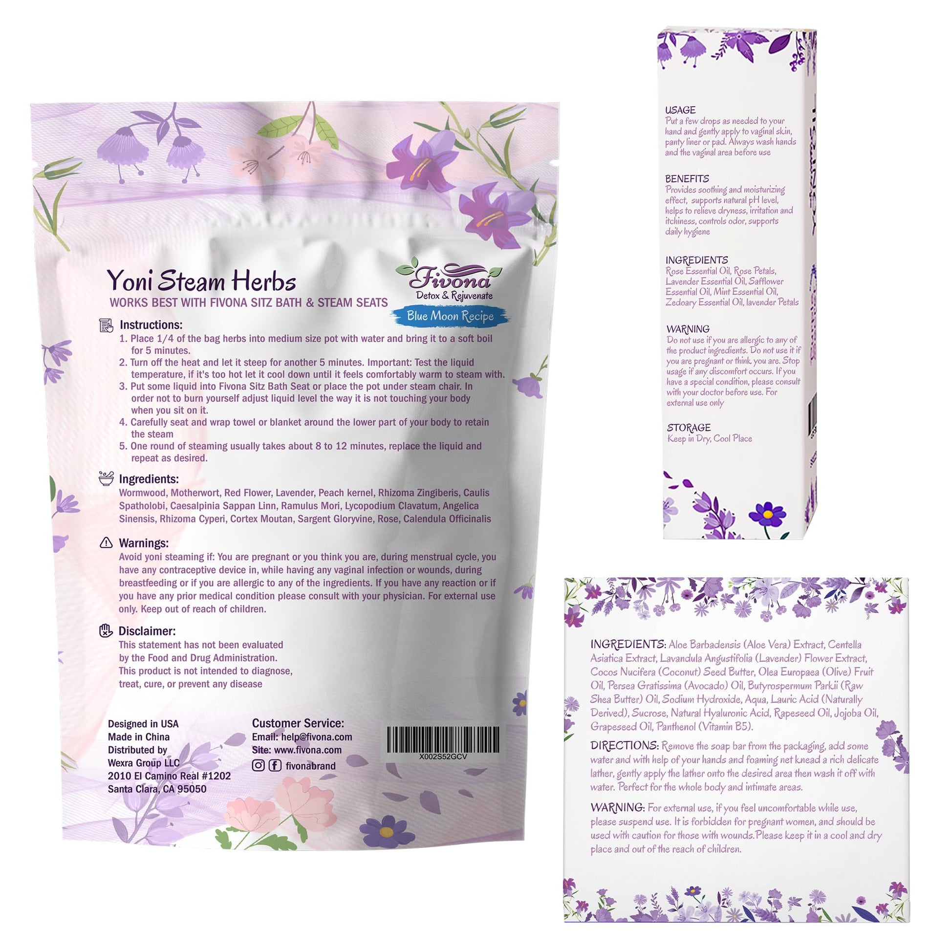 FIVONA Yoni Care Kit 3 in 1 - pH Balanced Natural Vaginal Oil 30 ml, Organic Herbal Soap 5.3 oz FIVONA uk supplements