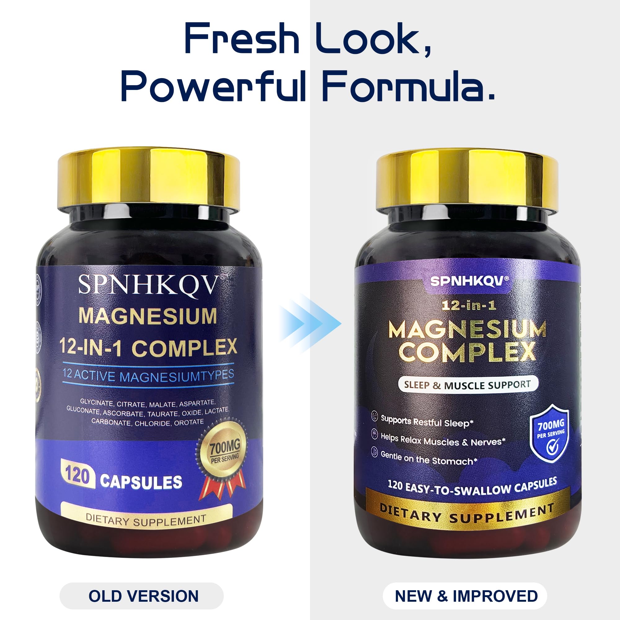 SPNHKQV Magnesium 12-in-1 Complex Supplement – 700mg High Absorption Magnesium Glycinate Capsules for Women & Men – Muscle, Nerve & Sleep Support – 120 Vegan Capsules SPNHKOV uk supplements