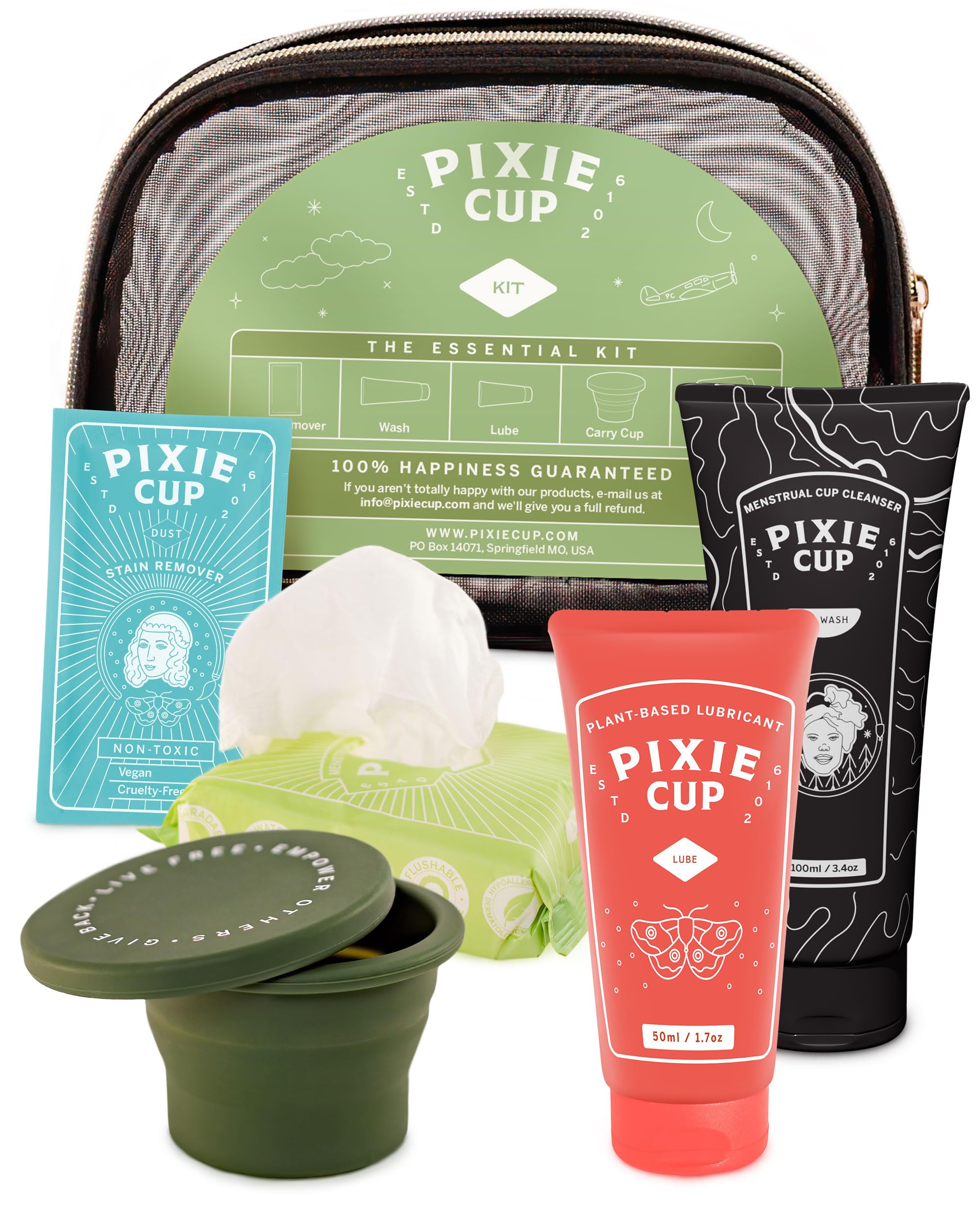 Pixie Cup Menstrual Cup Cleaner Kit - Sterilizer Wash, Public Restroom Carry Cup, 20 Wipes Pixie Cup uk supplements