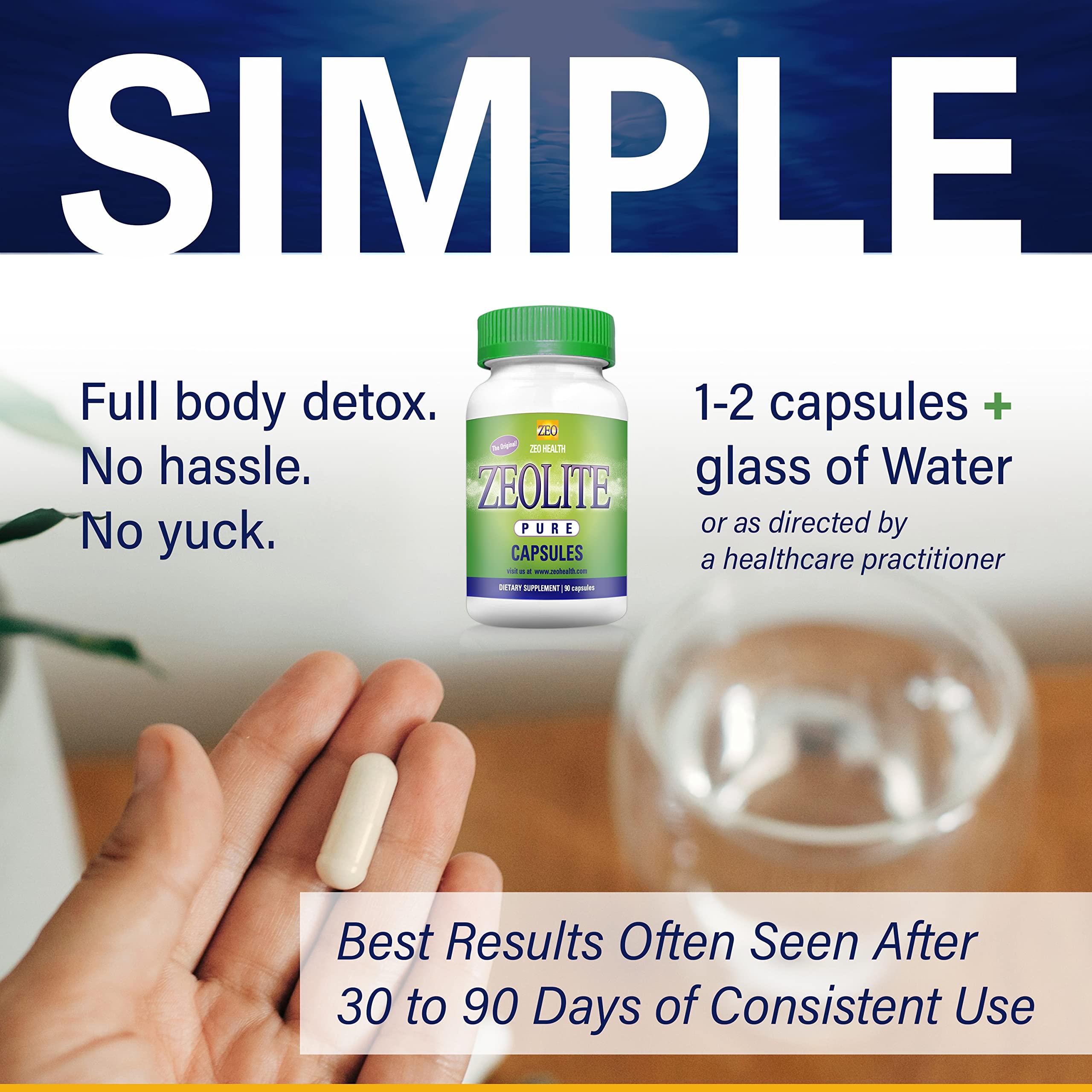 Zeolite Pure Capsules | Zeolite Detox, Extra Strength | Pure, Full Body Cleanse for Women Zeo Health uk supplements