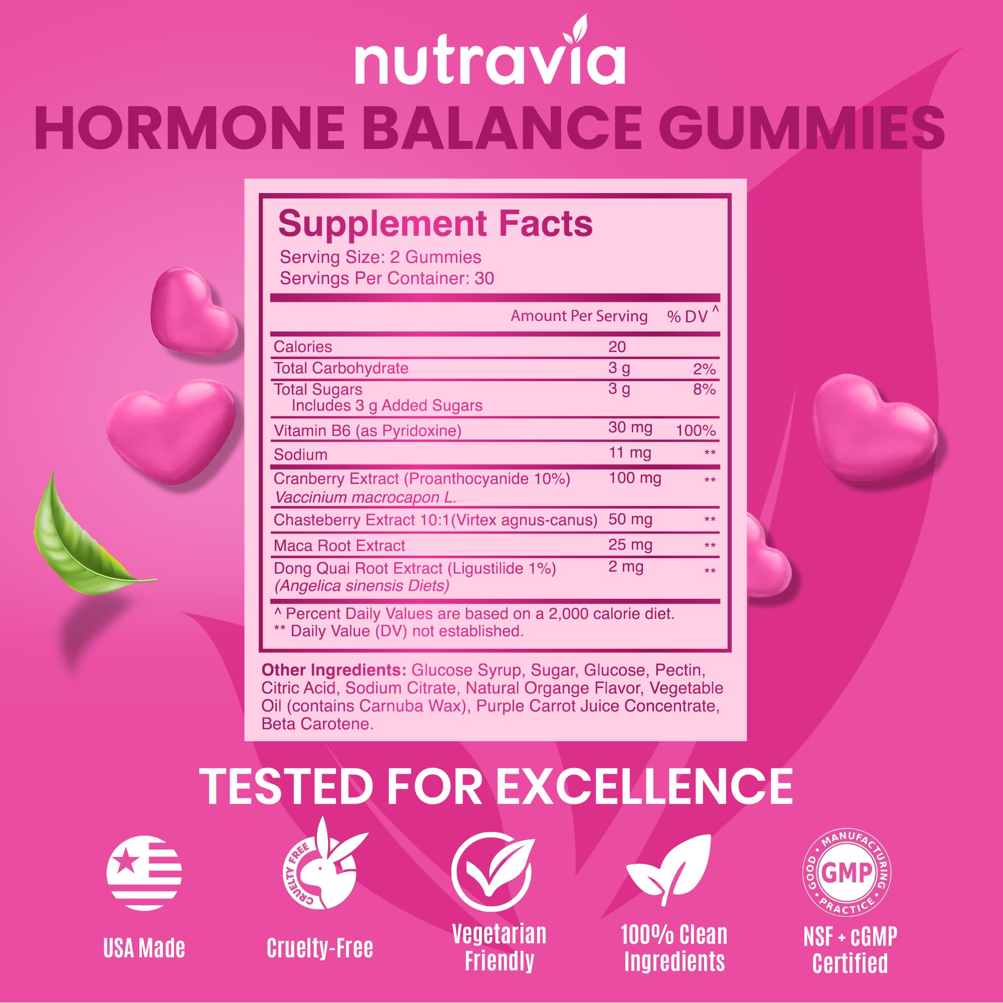 Hormone Balance For Women Gummies + PMS Relief Supplement - Supports Mood Swings, Clear Skin, Reduced Cramps and Bloating - Hormonal PMS Gummies PCOS Vitamin with Cranberry, Dong Quai (60 Gummies) Nutravia uk supplements