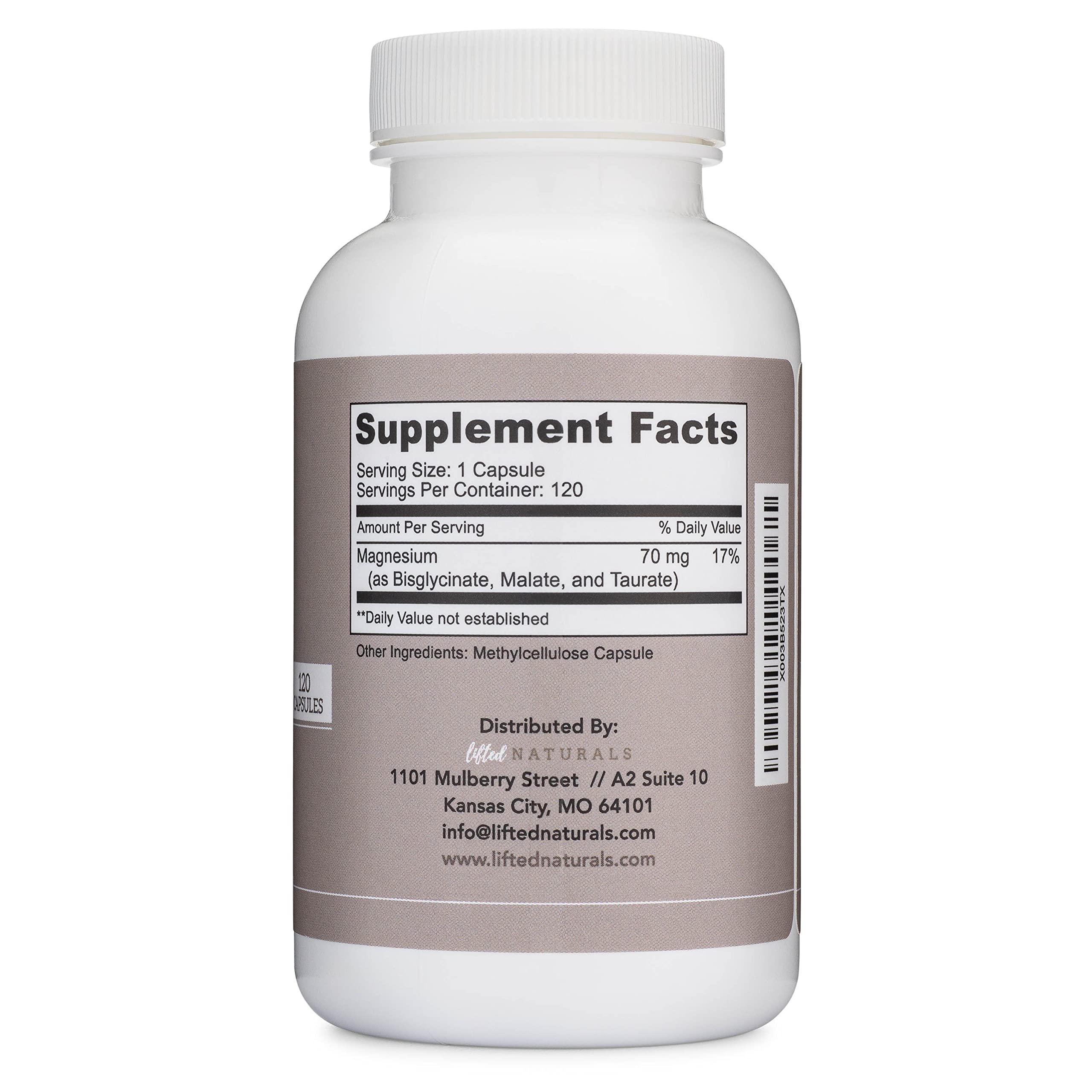 Magnesium Complex - Lifted Naturals Magnesium Supplement w/Bisglycinate, Malate, Taurate - 120 Capsules - Bioavailable Magnesium Formula for Mood, Sleep, Energy Support* Lifted Naturals uk supplements