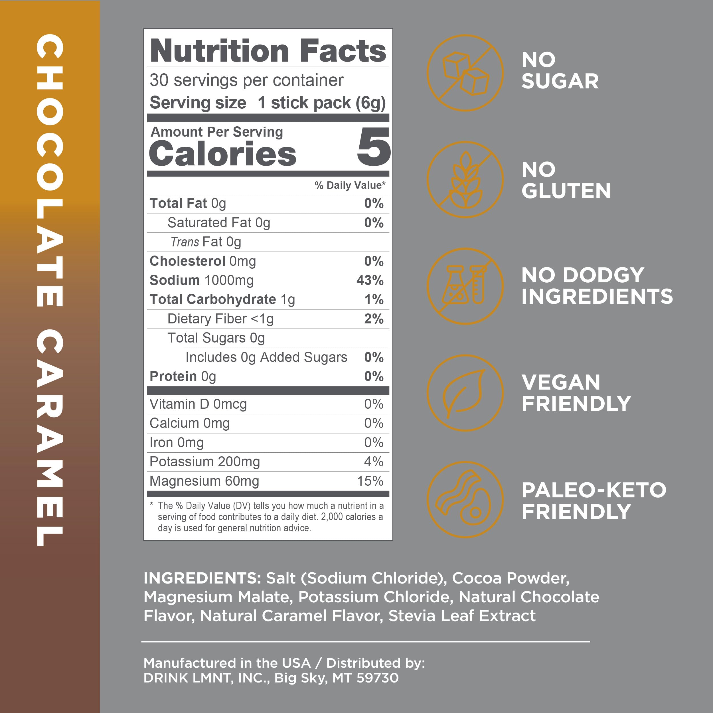 LMNT Hot Chocolate and Coffee Mixer - Chocolate Caramel Salt Electrolytes | No Sugar Drink LMNT uk supplements