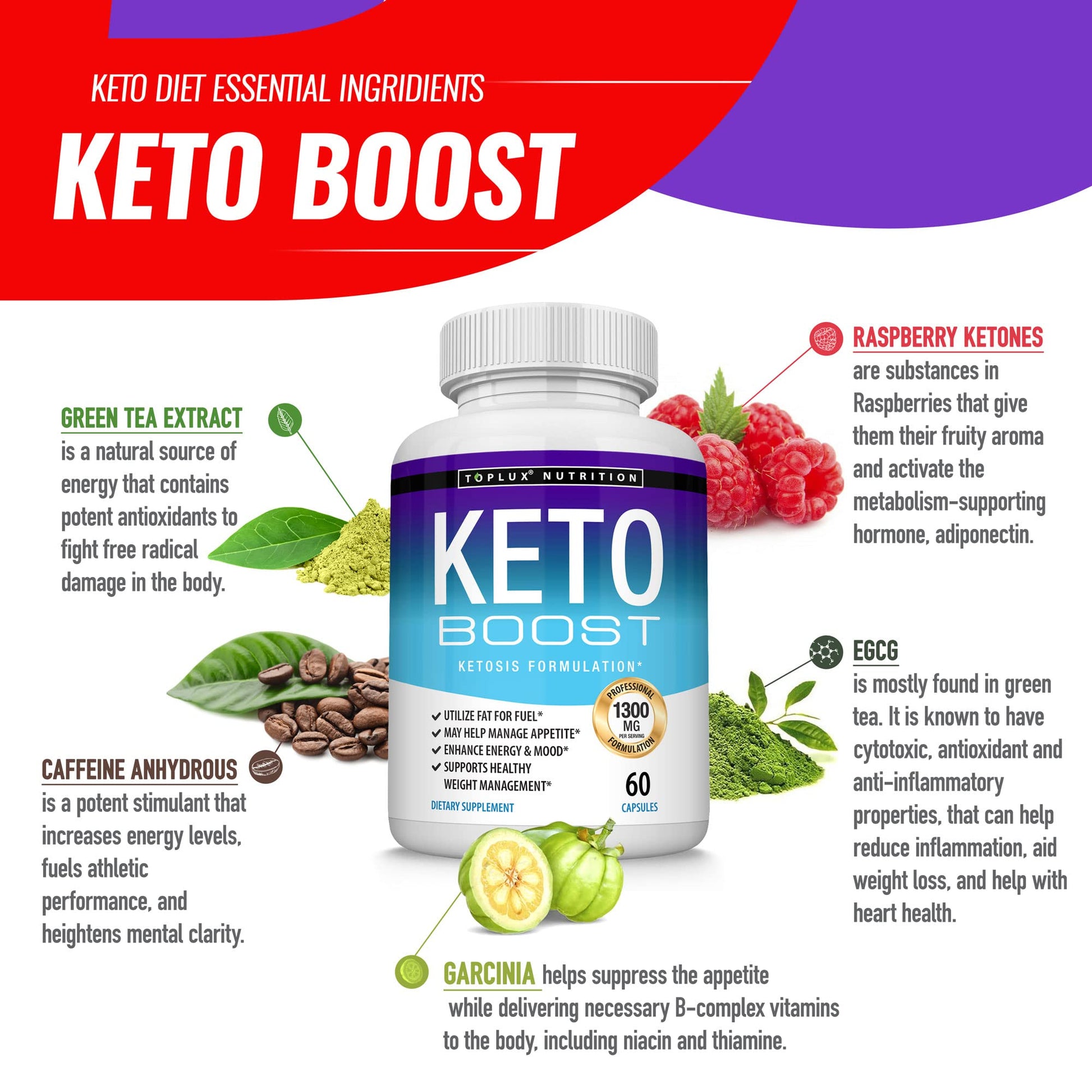 Keto Boost Diet Pills Ketosis Supplement - Natural Exogenous Keto Formula Support Energy Toplux uk supplements
