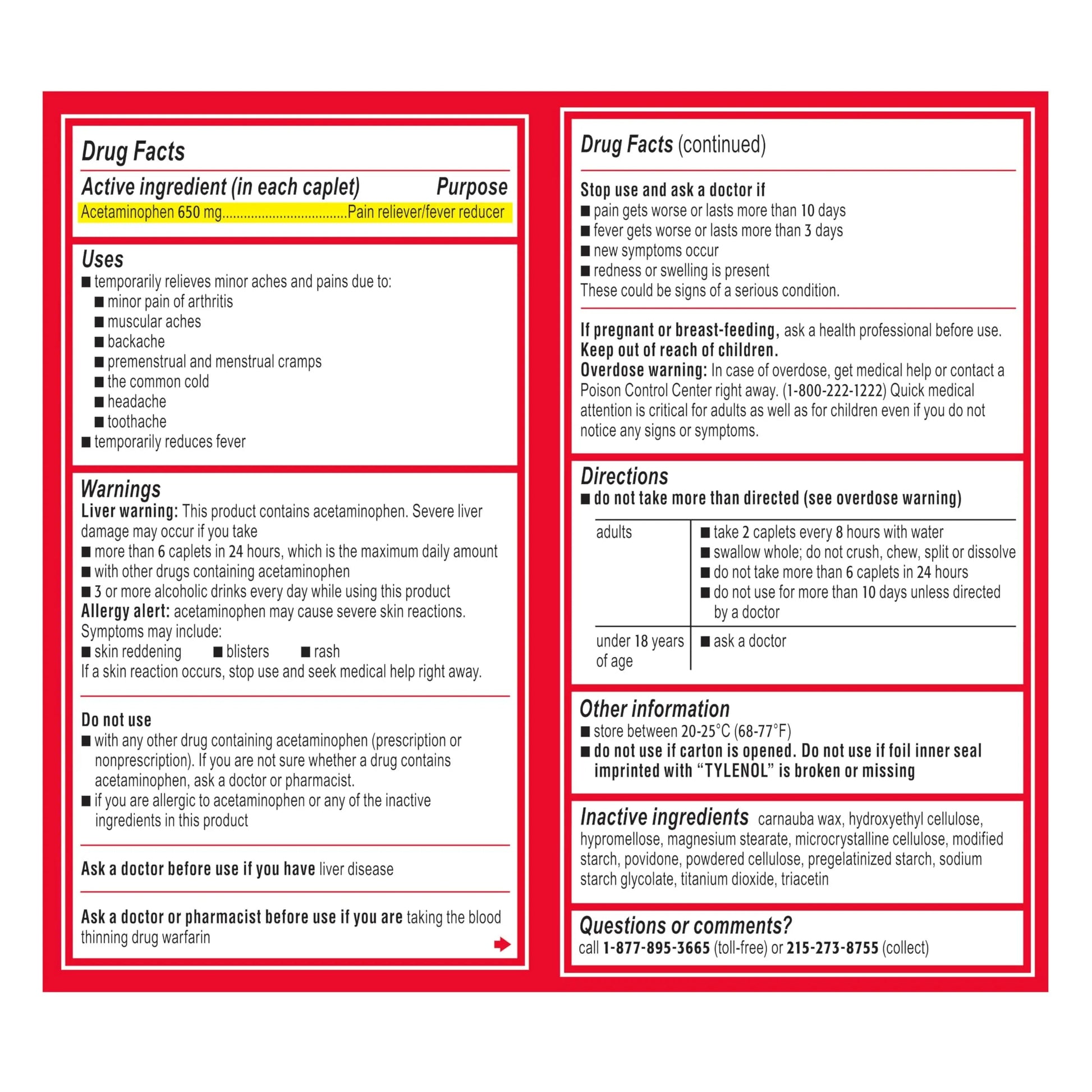 Tylenol Acetaminophen 650 mg Extended Release Caplets, Fast, Strong Pain Relief, 8 Hour Arthritis Pain Relief, Joint Pain Reliever & Fever Reducer, Long-Lasting Relief, Oral Medicine, 225 Count Tylenol uk supplements