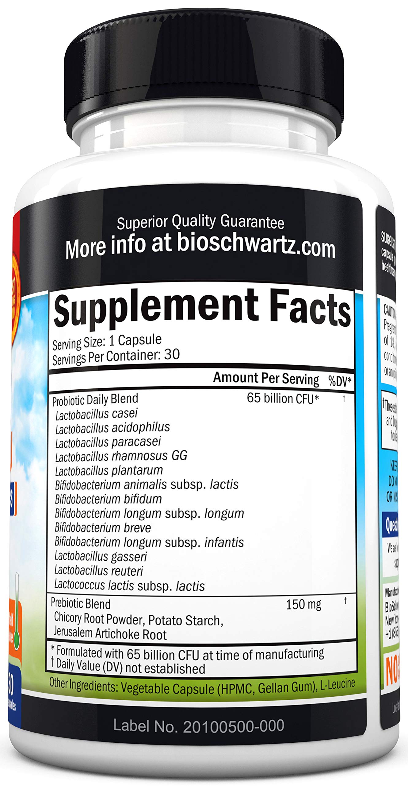 Probiotic 65 Billion - Probiotics with Prebiotic for Women & Men - Lactobacillus BioSchwartz uk supplements