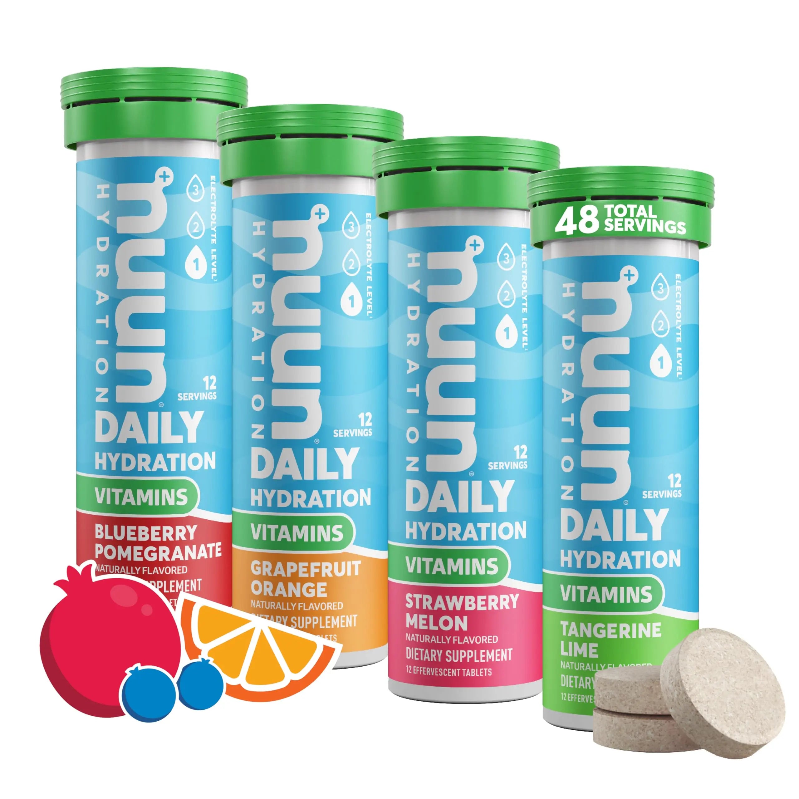 Nuun Vitamins Electrolyte Tablets with Vitamin D, C, E, A, & B6, Folic Acid, Magnesium & 4 Other Essential Electrolytes, Gluten Free & Vegan Nuun uk supplements