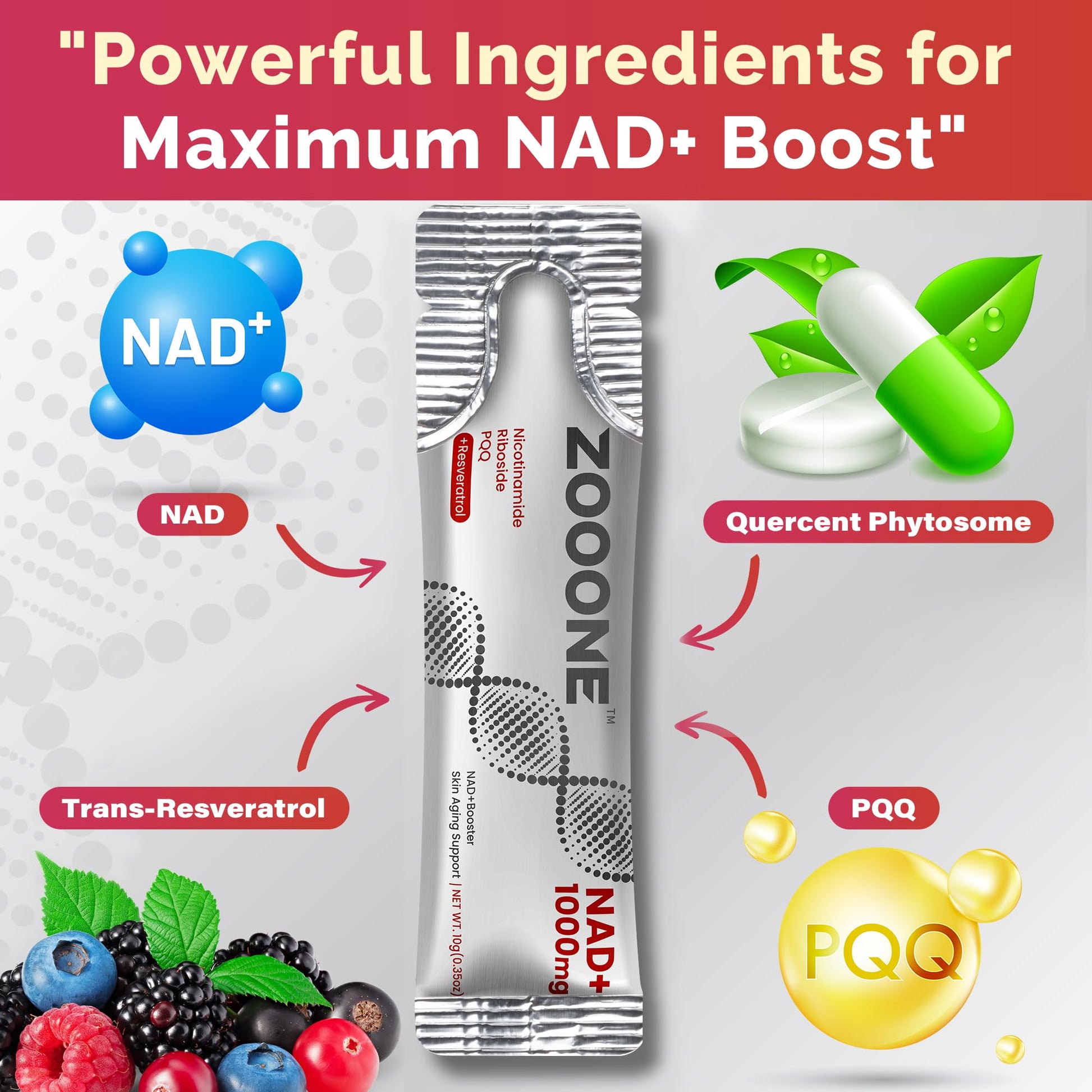 zooone- NAD+ Supplement 30pcs, Premium Nicotinamide Riboside & Resveratrol, DNA Repair & Healthy Aging， Advanced NAD Supplement for Men & Women, Boosts Cellular Energy. zooone uk supplements