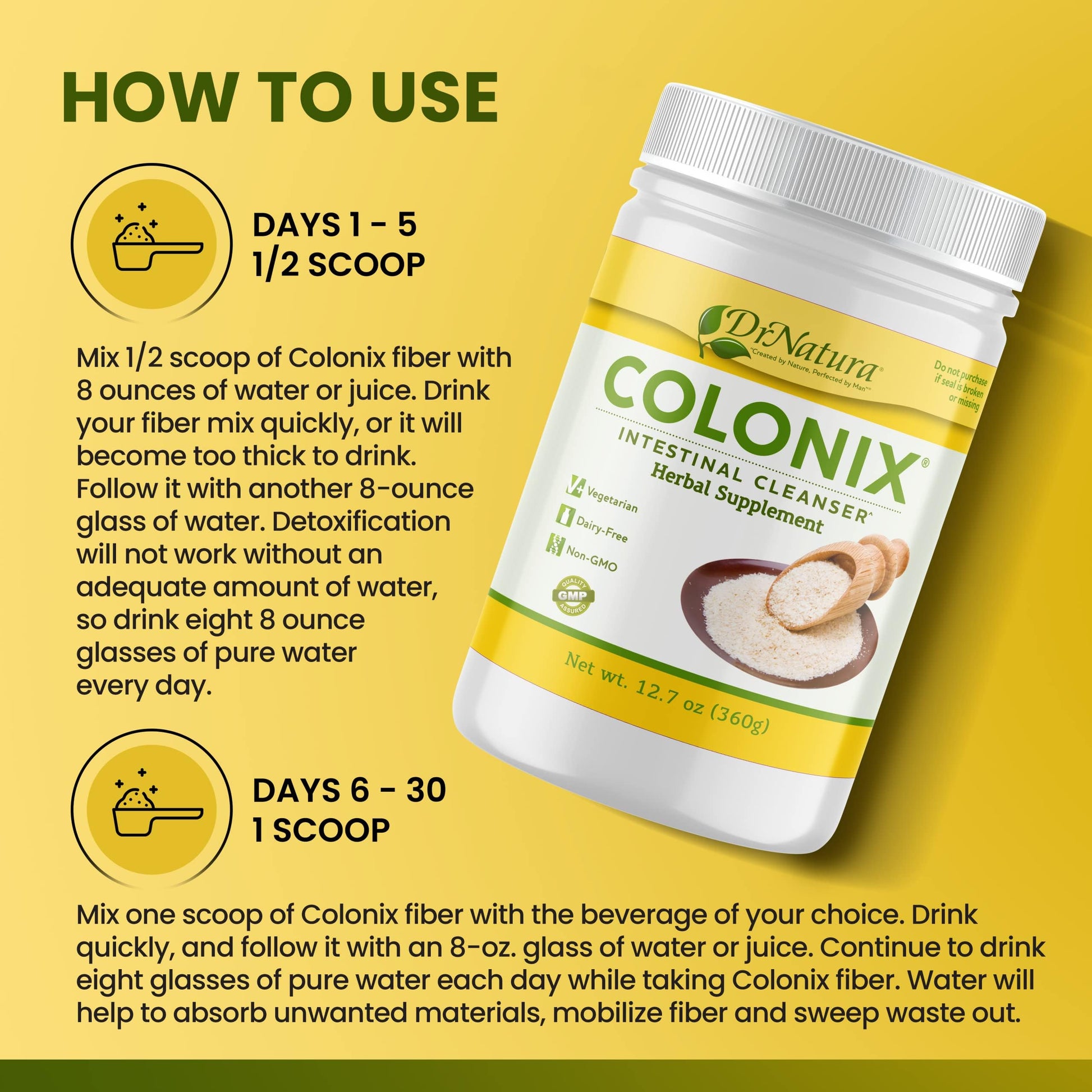 Dr Natura Colonix Intestinal Cleanser, All-Natural Daily Fiber, Colon Detox and Cleanse DrNatura uk supplements