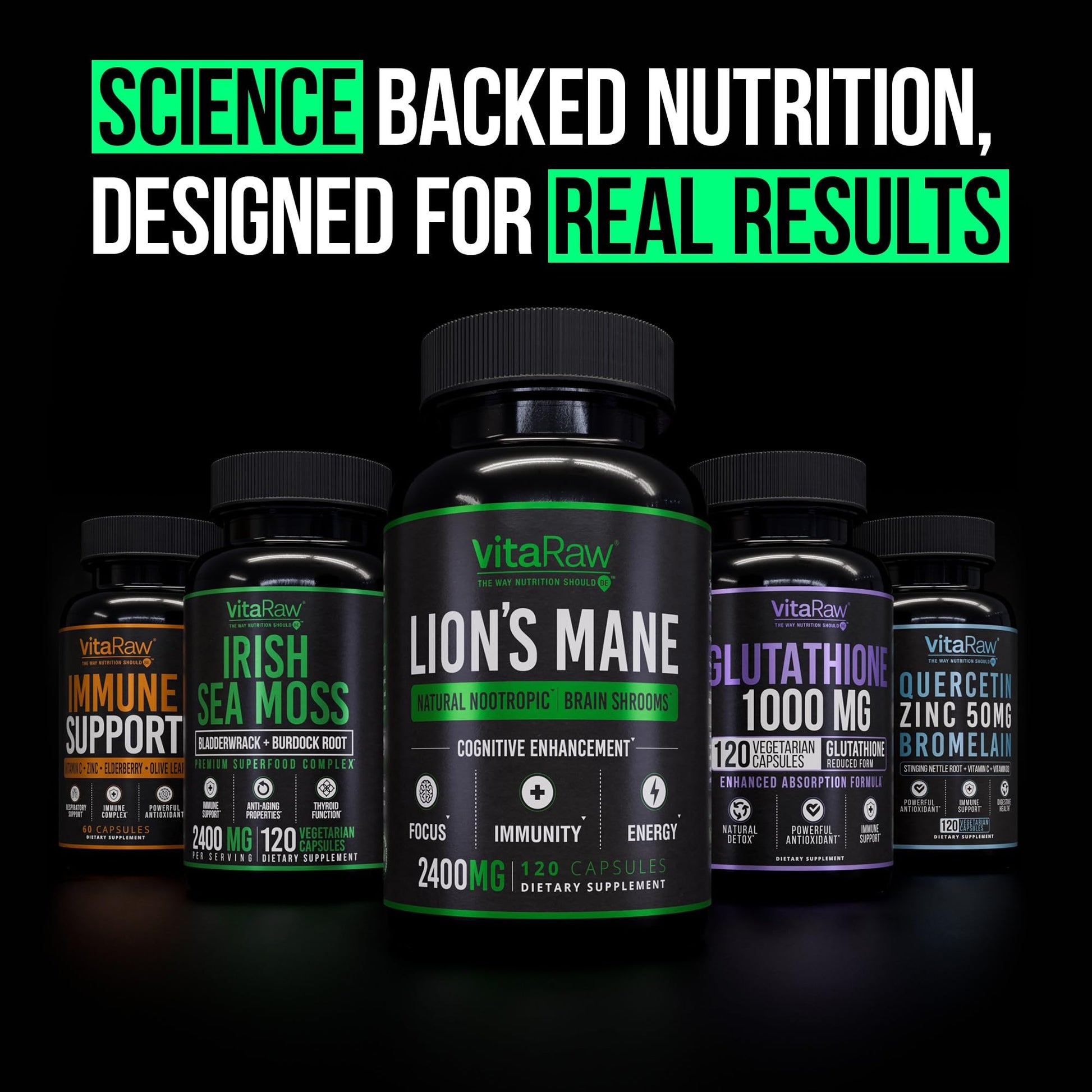 VitaRaw Organic Lions Mane Supplement Capsules 2400 mg - Powerful Nootropic - Helps Maintain Memory, Energy, and Mental Clarity - Vegan Brain Booster Focus Pills - Real Lion's Mane Supplement VitaRaw uk supplements