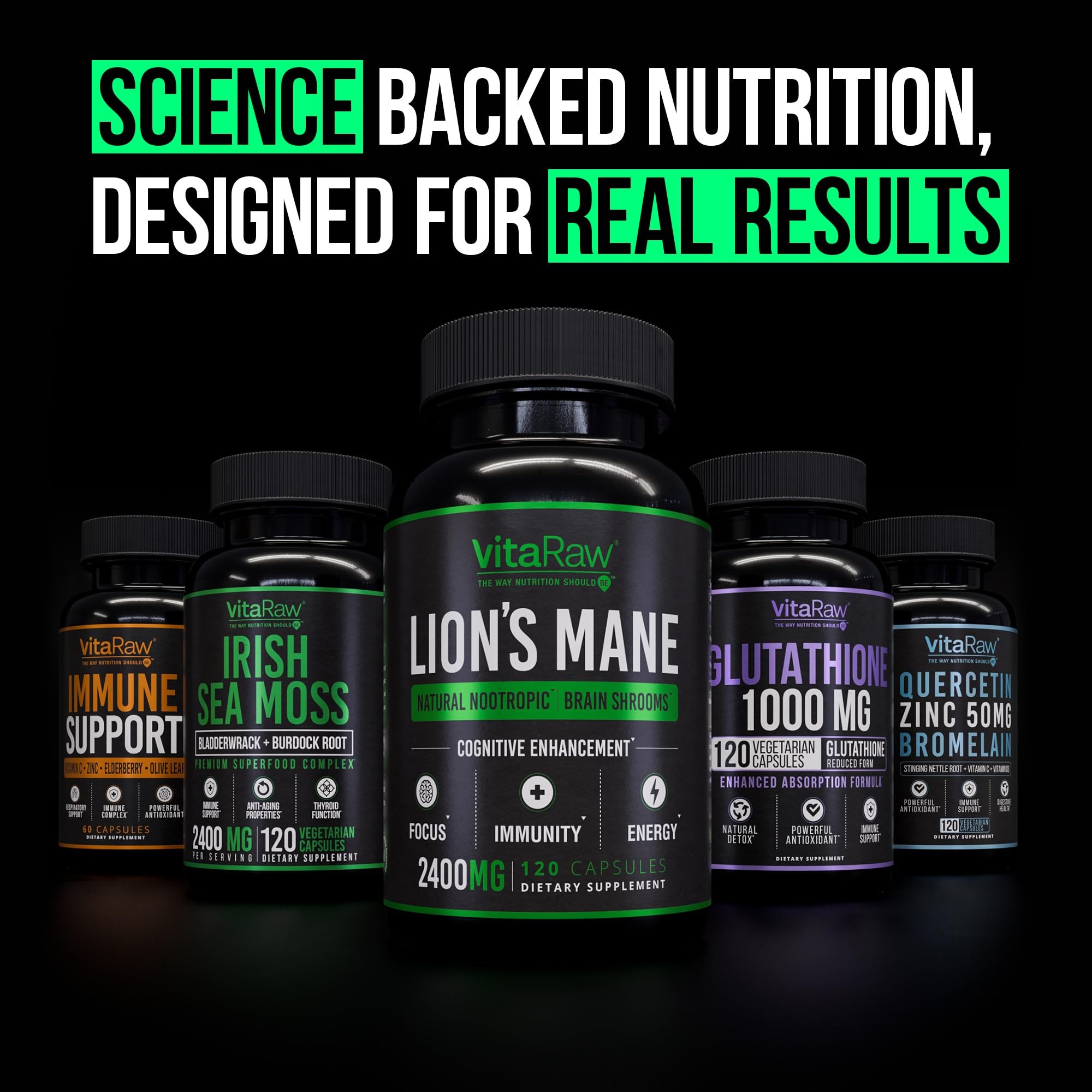 VitaRaw Organic Lions Mane Supplement Capsules 2400 mg - Powerful Nootropic - Helps Maintain Memory, Energy, and Mental Clarity - Vegan Brain Booster Focus Pills - Real Lion's Mane Supplement VitaRaw uk supplements