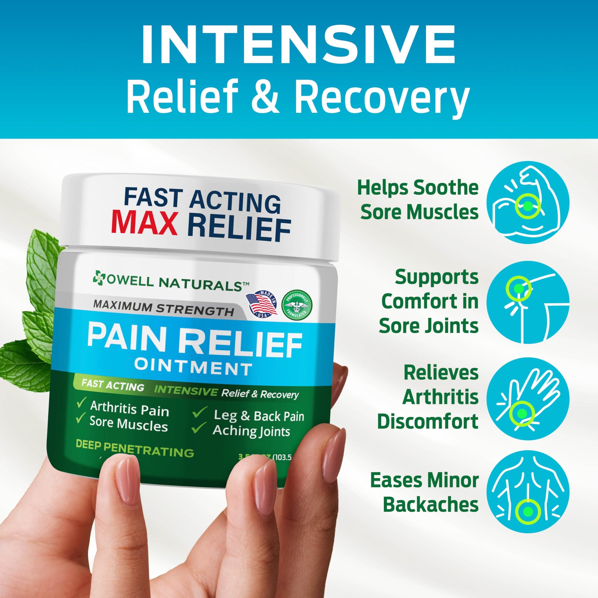 OWELL NATURALS Arthritis Pain Relief Ointment with Arnica & MSM – Deep Penetrating Joint & Muscle Therapy for Knee, Back, Sore Muscles, Legs, 3.5 oz (2 Pack) Owell Naturals uk supplements