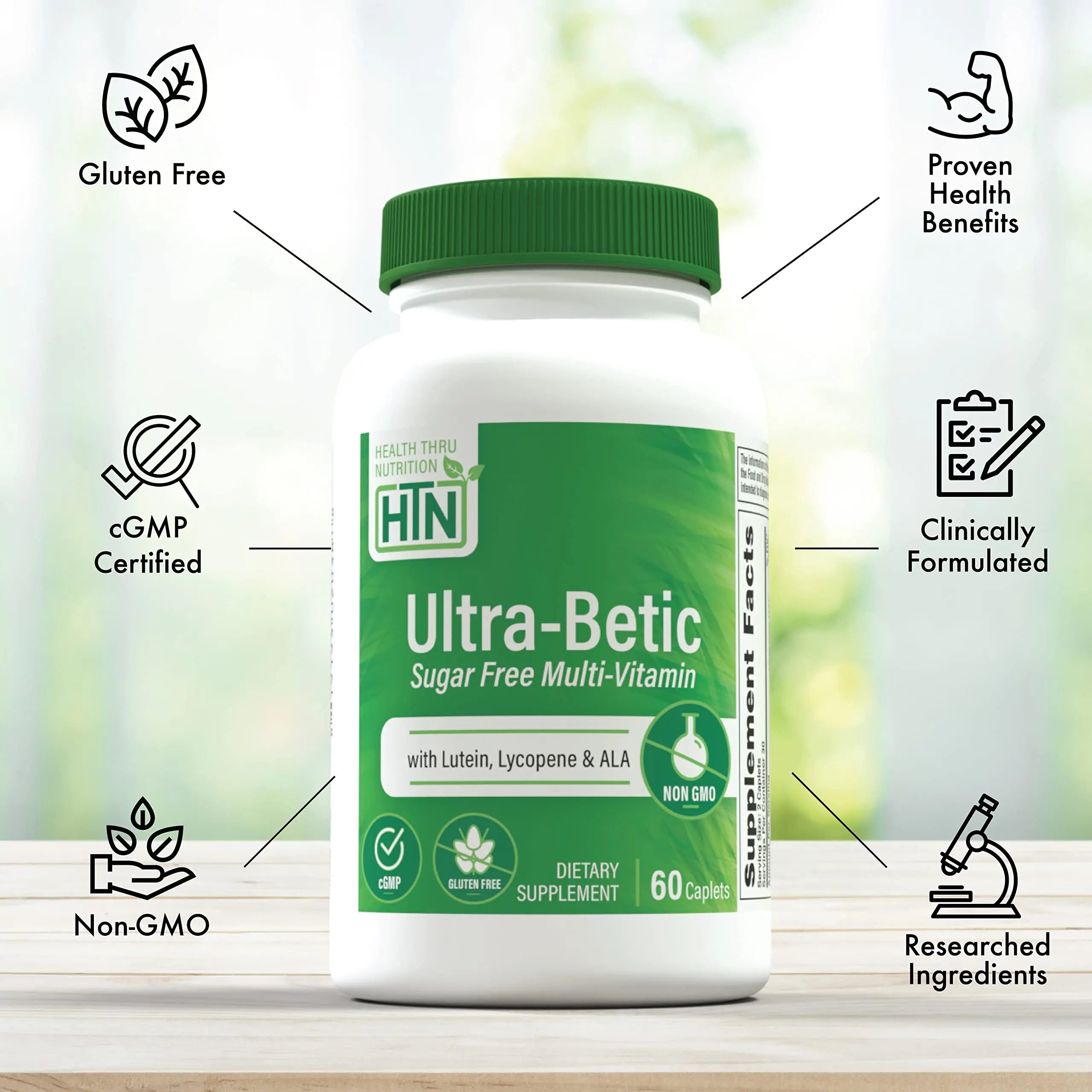 Health Thru Nutrition Ultra-Betic Multivitamin 60 Count | Supports Nerve, Vision, Energy | with ALA, Lycopene | Health Thru Nutrition uk supplements