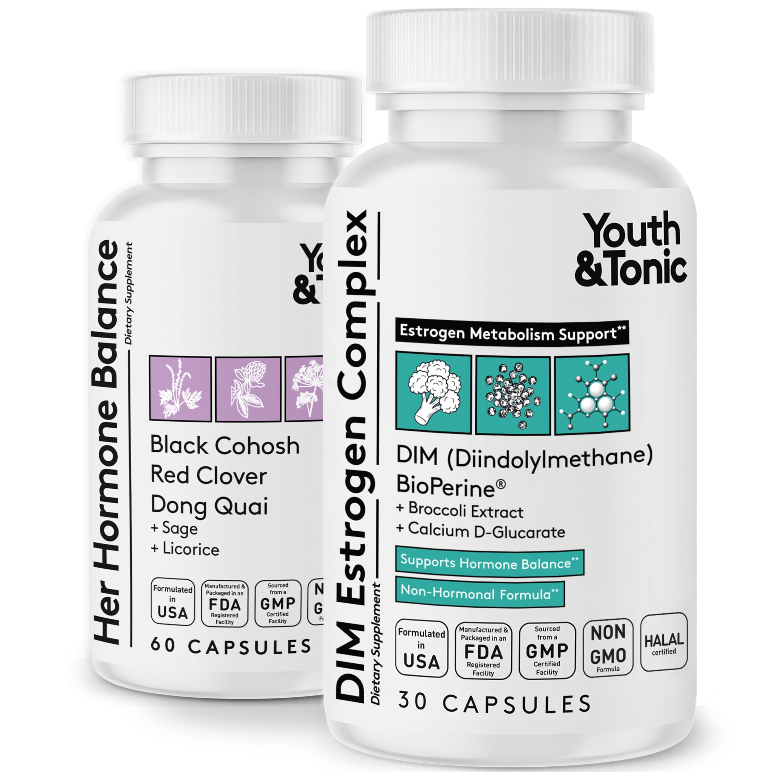 Youth & Tonic DIM Supplement for Women – Estrogen Metabolism & Hormonal Support – Menopause, Perimenopause & Premenopausal Bundle, 90 Capsules Youth & Tonic uk supplements