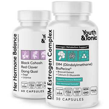 Youth & Tonic DIM Supplement for Women – Estrogen Metabolism & Hormonal Support – Menopause, Perimenopause & Premenopausal Bundle, 90 Capsules Youth & Tonic uk supplements