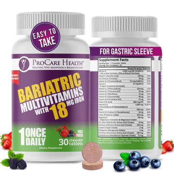 ProCare Health Bariatric Chewable Multivitamin with Iron 18mg (30 Tablets) - Fruit Punch Flavor Bariatric Multivitamin Chewable ProCare Health uk supplements