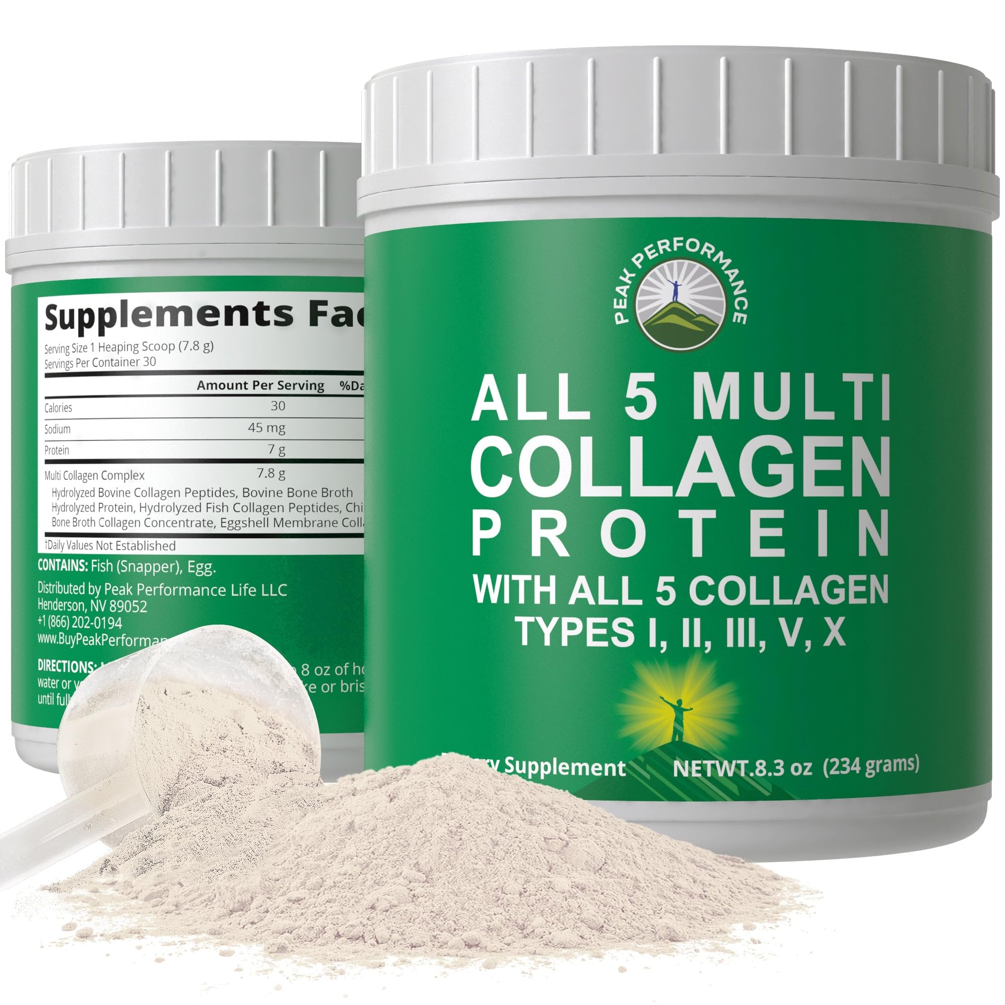 Peak Performance All 5 Multi-Collagen Protein Powder Peptides Multi-Collagen Contains All Types I, II, III,V, X. Keto, Paleo Friendly with Hydrolyzed Bovine, Marine, Chicken, Bone Broth Collagens Peak Performance uk supplements