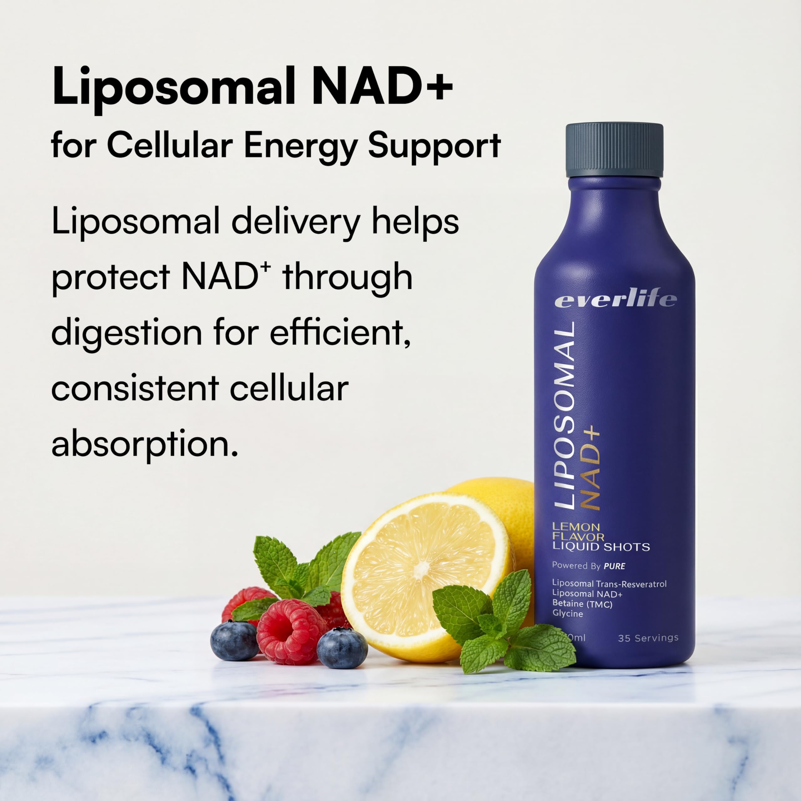 Everlife Liposomal NAD+ Liquid Supplement – 150mg Shot with Liposomal Trans-Resveratrol, TMG & Glycine – Boosts Energy, Cellular Repair, Healthy Aging & Longevity – NMNH Alternative – 30 Servings Everlife uk supplements