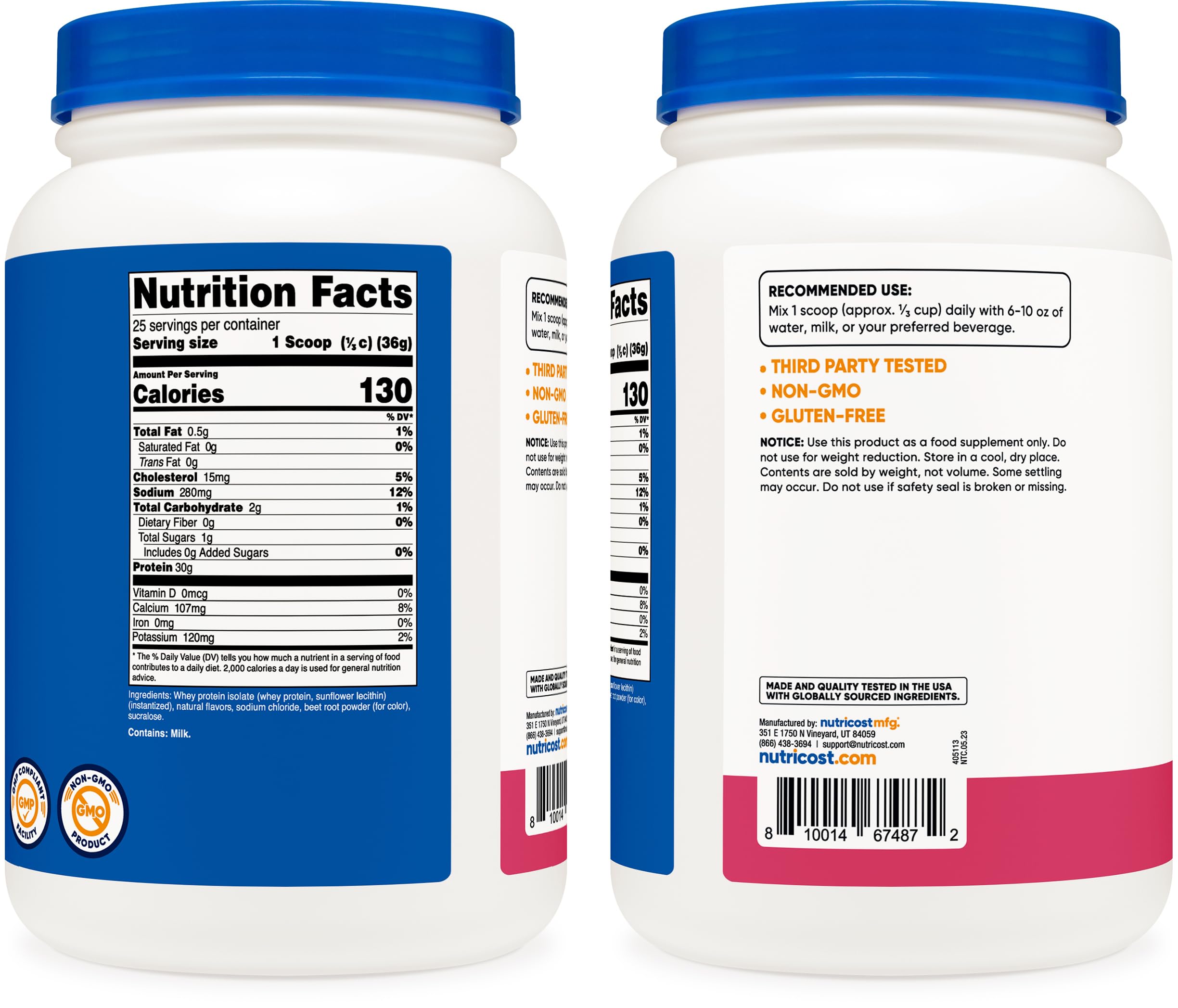 Nutricost Whey Protein Isolate (Strawberry Acai, 2 Pounds) Nutricost uk supplements