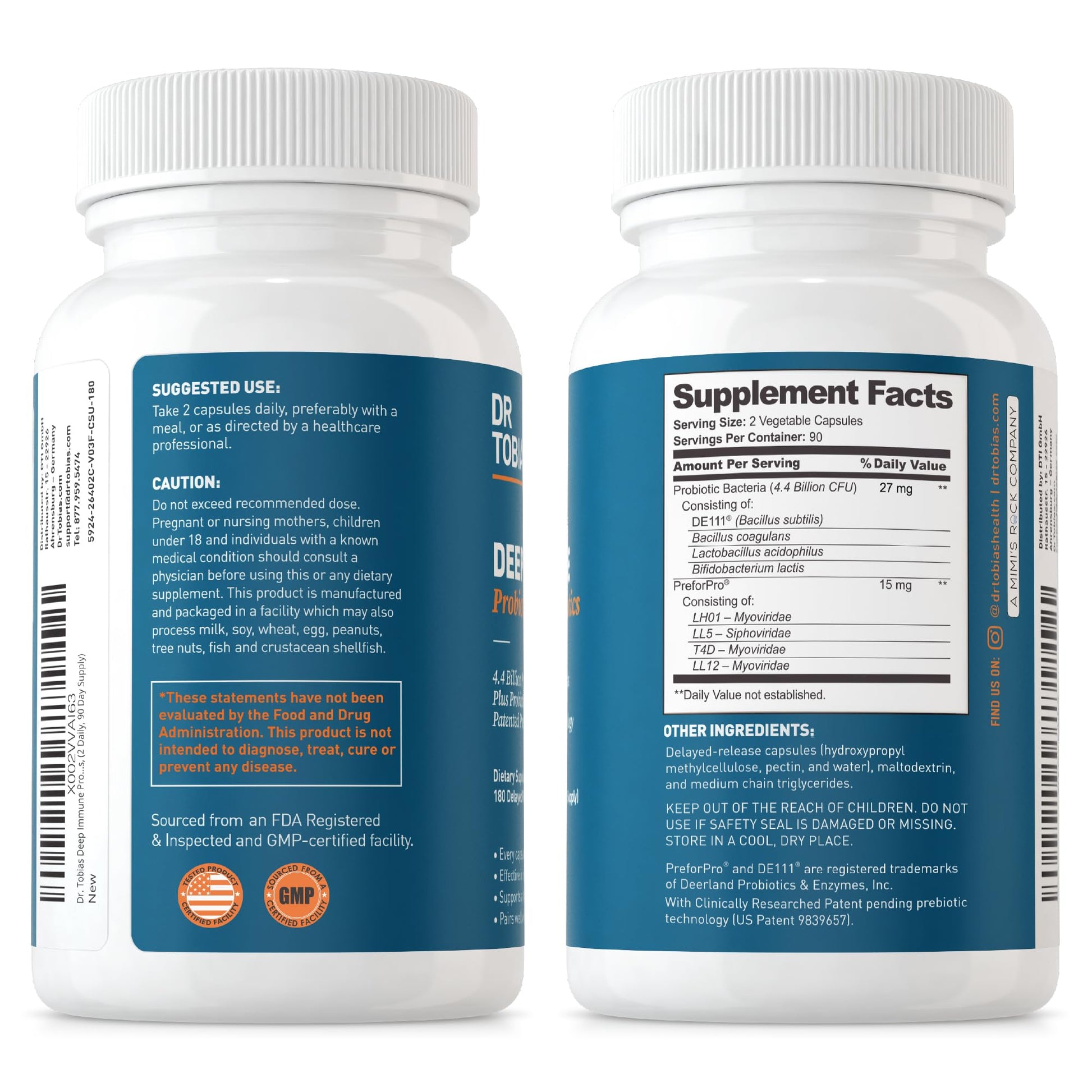 Dr. Tobias Deep Immune Probiotics & Prebiotics, 4.4 Billion CFU Probiotics for Women Dr. Tobias uk supplements