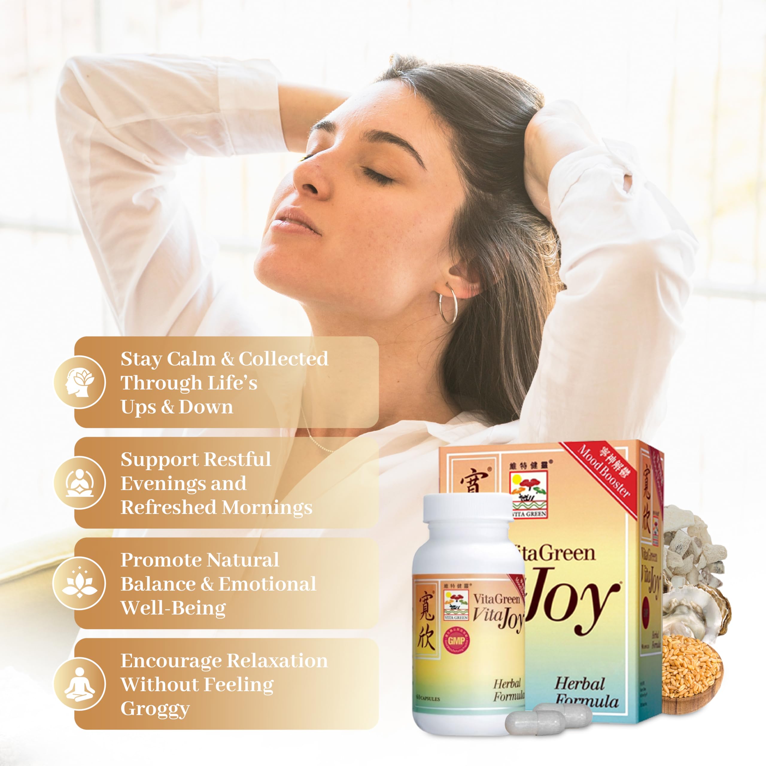 Vita Green Stress Support Supplement - Calm, Balance and Restful Nights - Promotes Relaxation and Emotional Wellness - Natural Formula to Unwind and Stay Centered - 90 Capsules Vita Green uk supplements