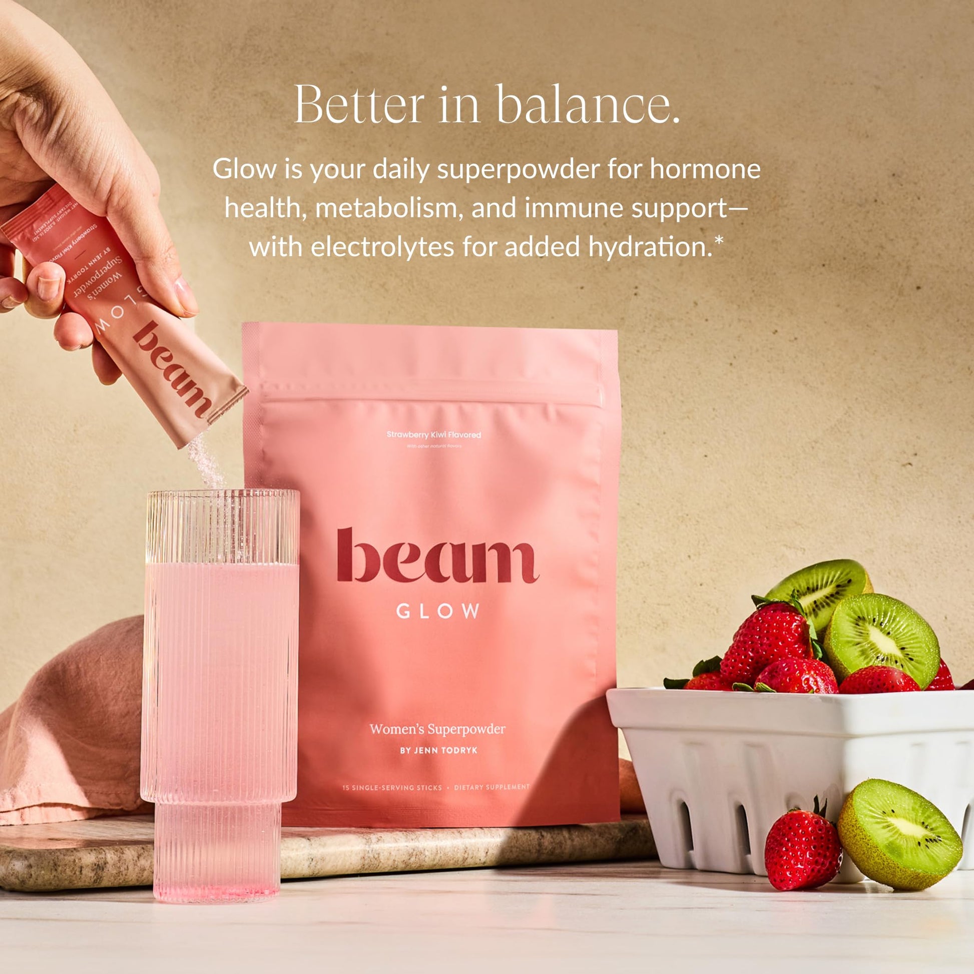 Beam Glow, Hormone Balance for Women, Strawberry Kiwi and Raspberry Bundle, Thyroid Support for Women, Natural Hormone Support Powder with Selenium and Bromelain, PMS Relief, Energy, Hair, Skin Health Beam uk supplements