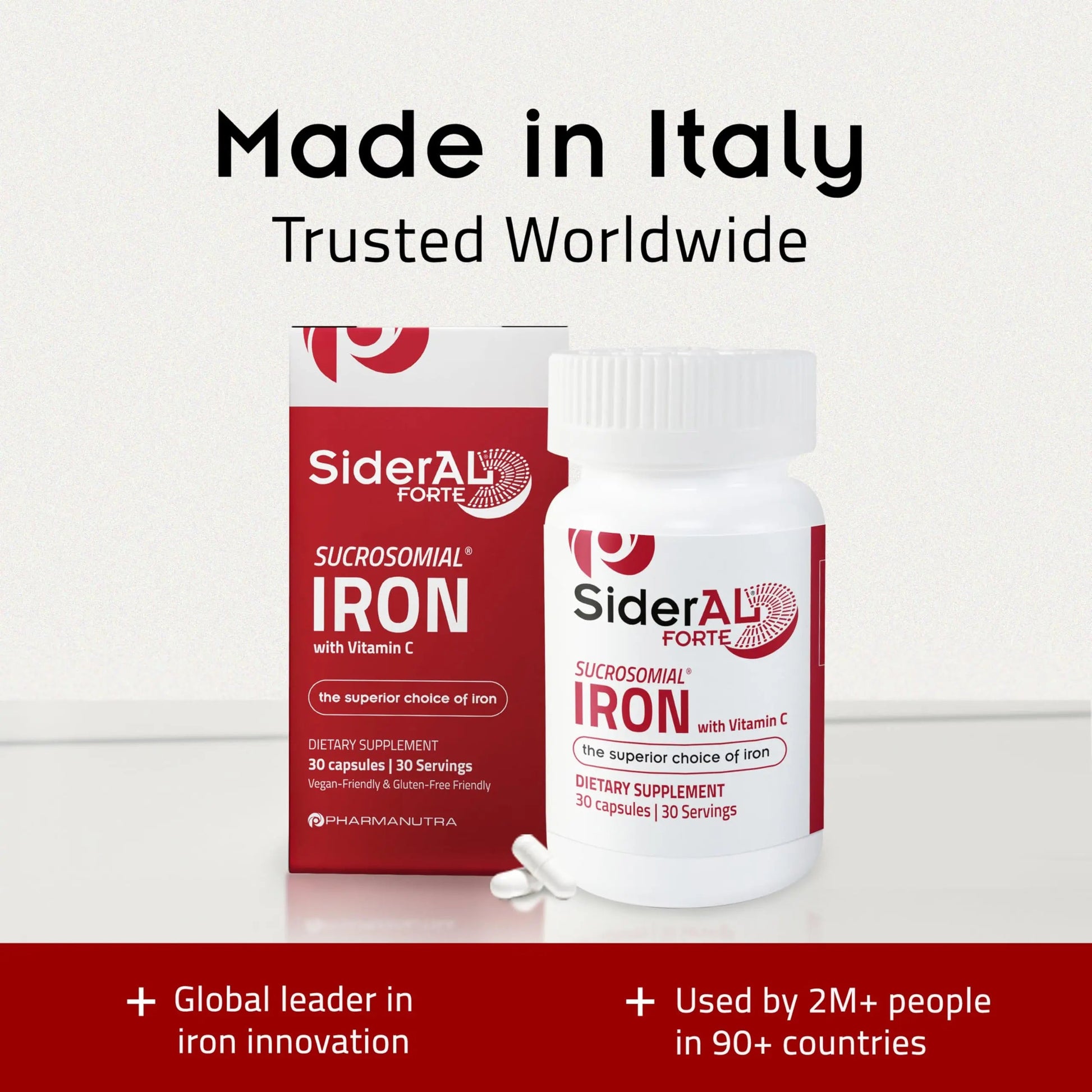 SiderAL Forte Iron Supplement Clinically Proven to Increase Levels Without Side Effects | Sucrosomial High Absorption Gentle Iron Pills for Women and Men | PHARMANUTRA uk supplements