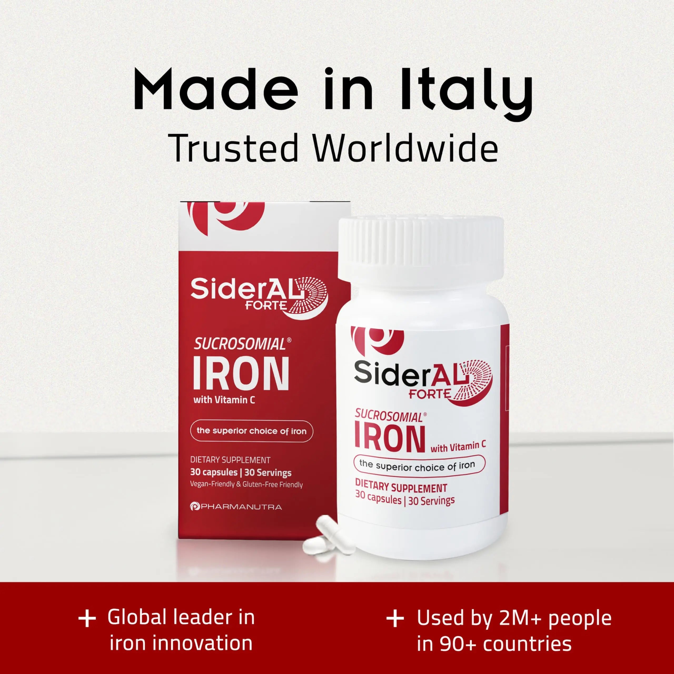 SiderAL Forte Iron Supplement Clinically Proven to Increase Levels Without Side Effects | Sucrosomial High Absorption Gentle Iron Pills for Women and Men | PHARMANUTRA uk supplements