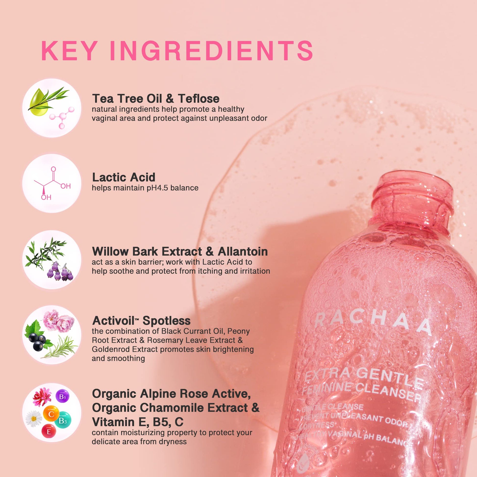 RACHAA Feminine Wash for Women, Lightening and Moisturizing, pH Balance Intimate Wash RACHAA uk supplements