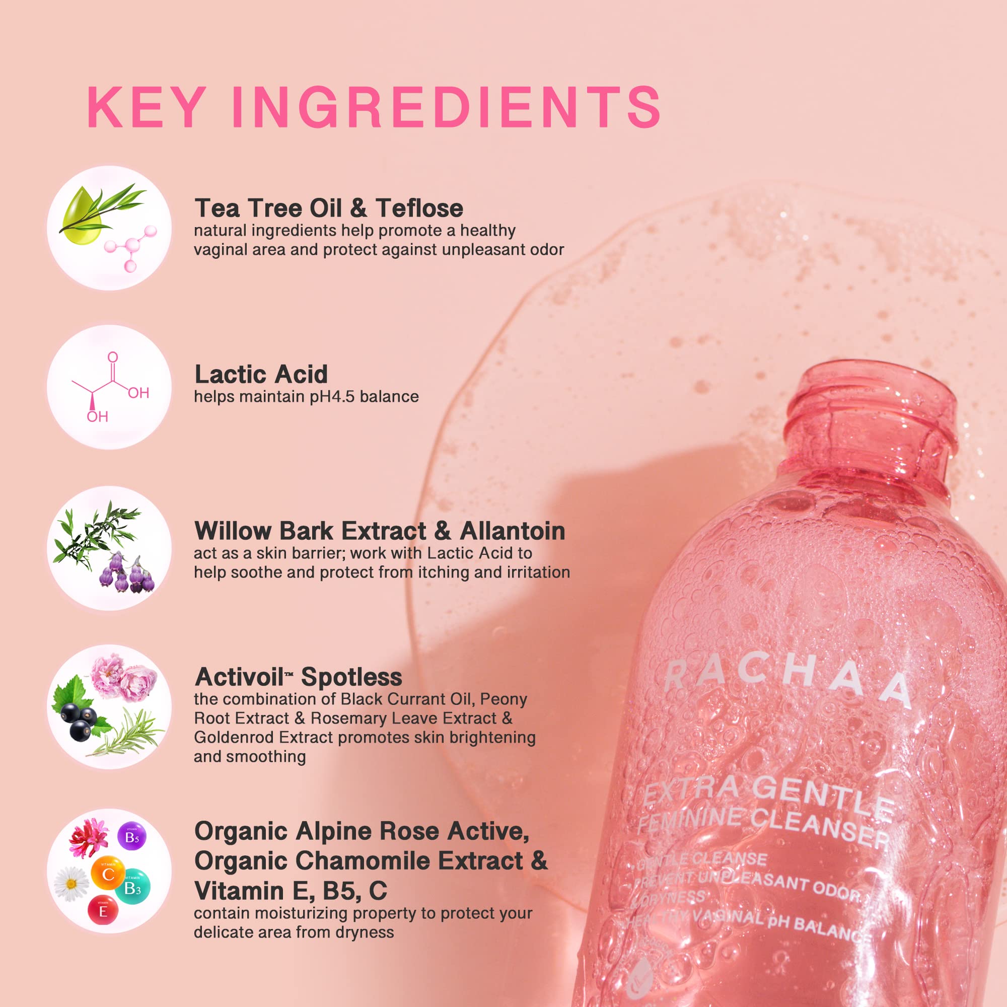 RACHAA Feminine Wash for Women, Lightening and Moisturizing, pH Balance Intimate Wash RACHAA uk supplements