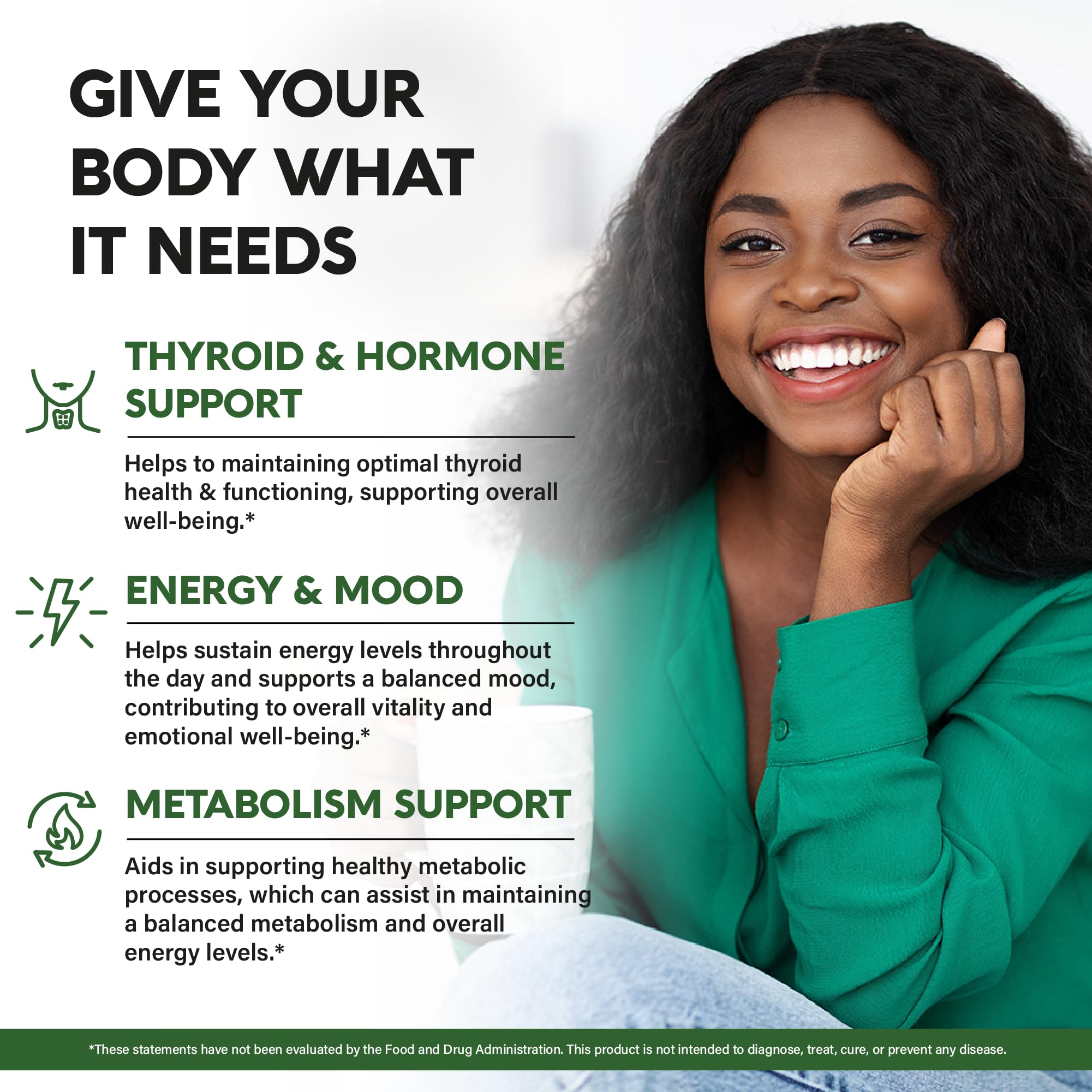 Thyroid Support for Women - Selenium 200 mcg | Astragalus | Zinc & Iodine | L-Tyrosine | Adaptogen Herbs - 21-in-1 Antioxidant & Immune Support - Made in USA - Vegan, Non-GMO, Lab Tested - 60 Capsules NUTRAHARMONY uk supplements
