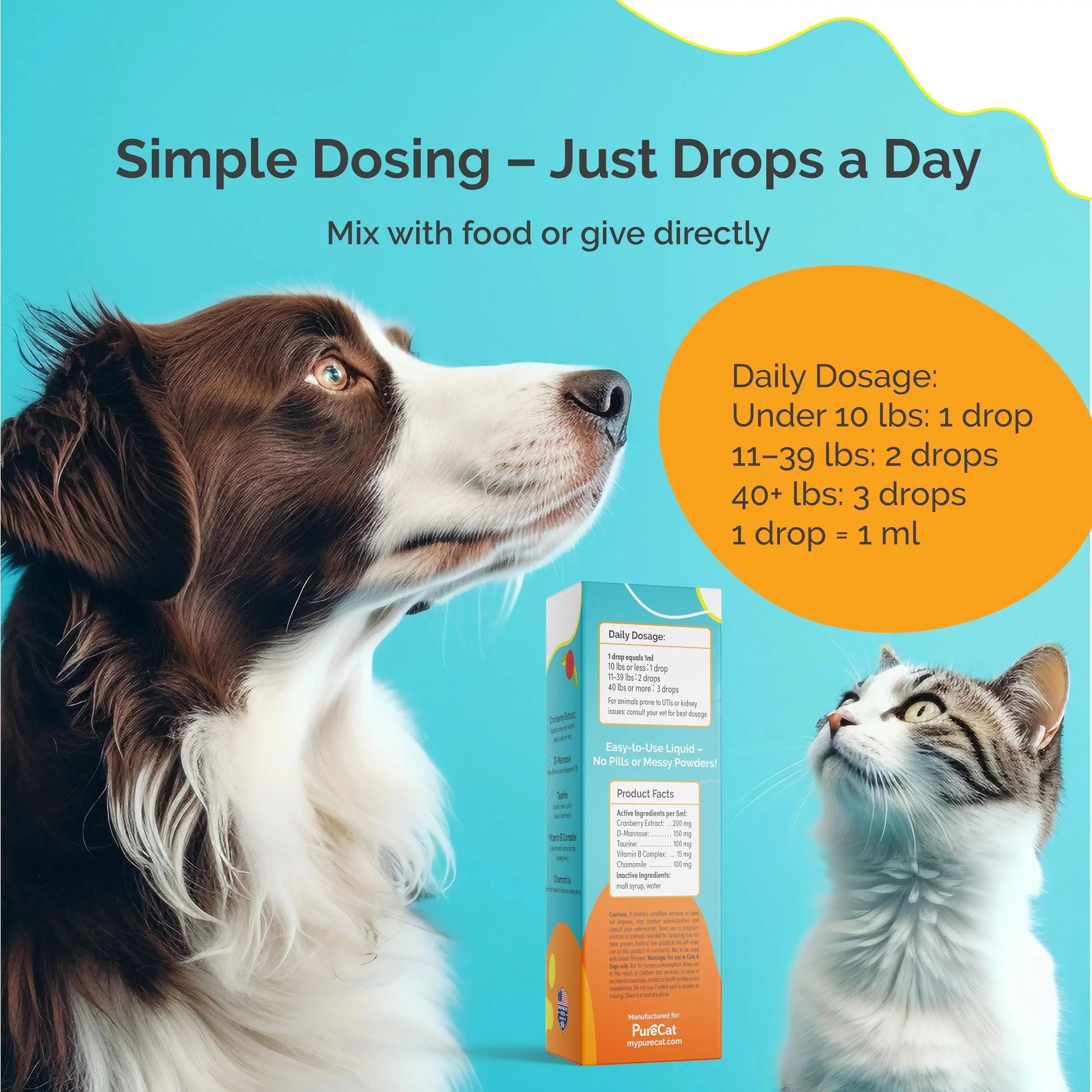 PureCat Urinary Tract Infection Care for Cat & Dog | Calming Urinary Tract & Kidney Support for Pets | Bladder Infection Treatment | UTI Drops | Veterinarian Recommended PureCat uk supplements