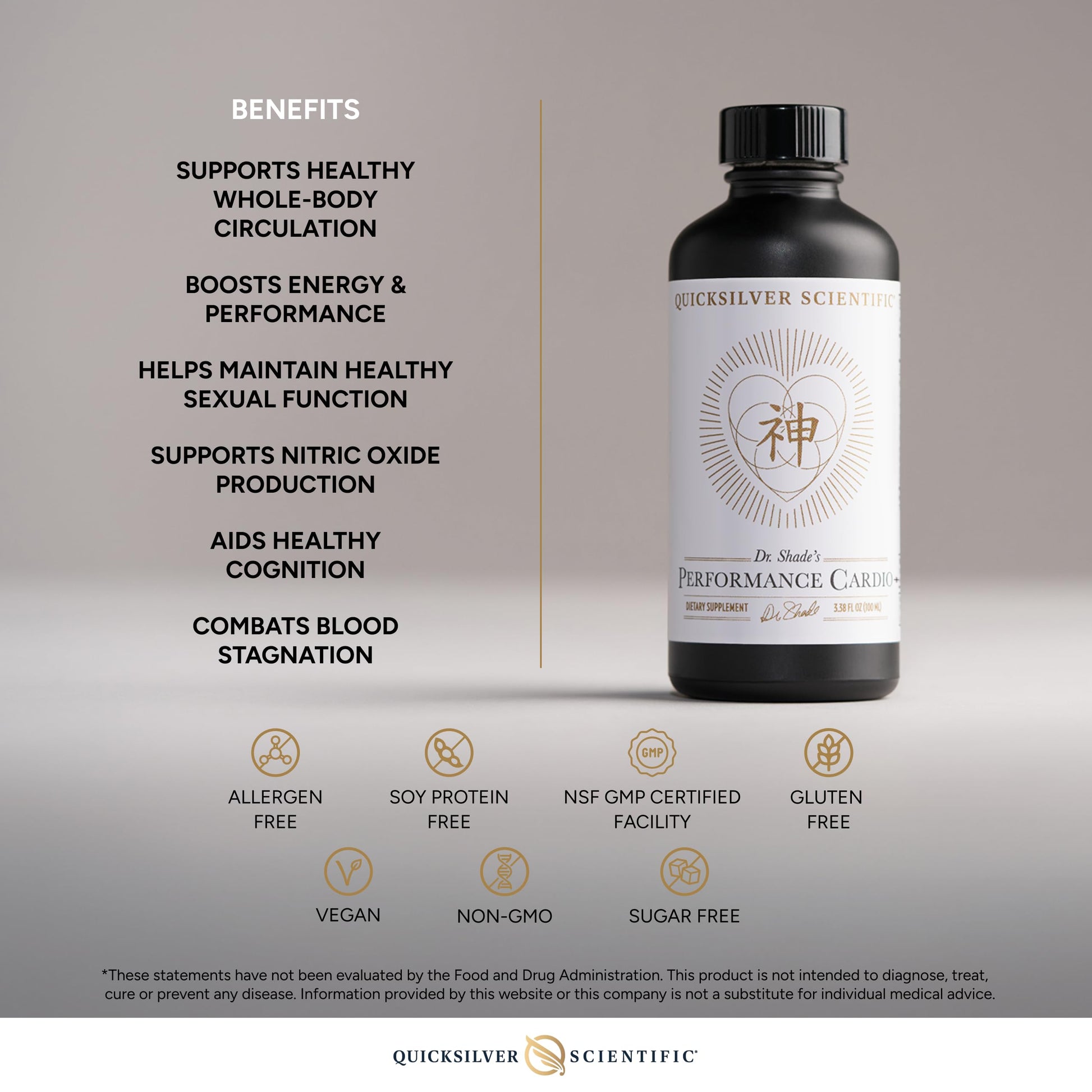 Quicksilver Scientific Performance Cardio+ - Herbal Supplement to Support Blood Circulation & Brain Health - Cardiovascular Supplement with Hawthorn Berry + He Shou Wu + Ginseng Extract (3.38 oz) Quicksilver Scientific uk supplements