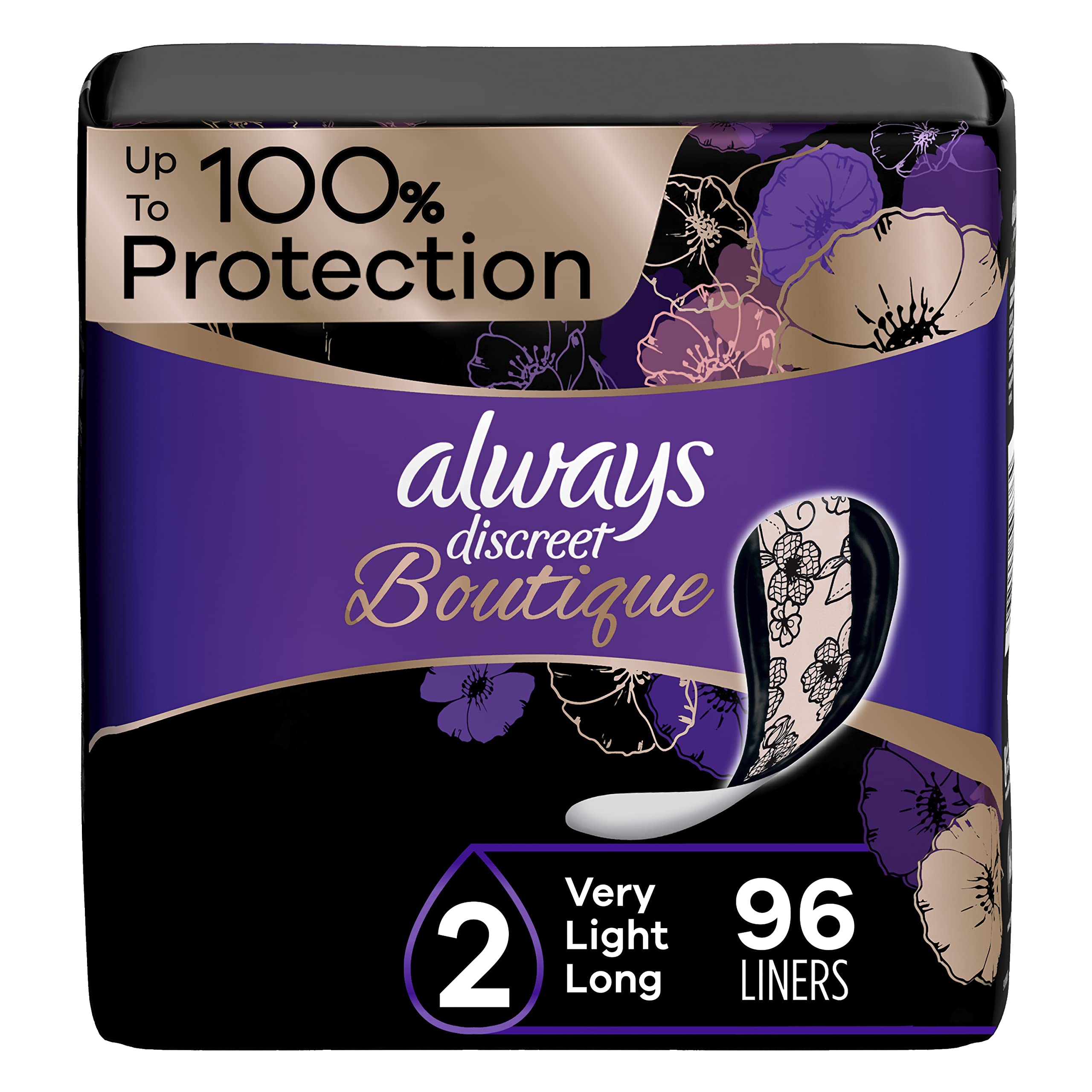 Always Discreet Boutique Adult Incontinence & Postpartum Liners For Women, Size 2, Very Light Always Discreet uk supplements