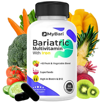 MyBari All-in-One Bariatric Multivitamin with Iron - Made in USA - for Men & Women - Supports Gastric Sleeve & Bypass with 42+ Fruit & Veggie Blend - 60 Liquid Capsules MyBari uk supplements