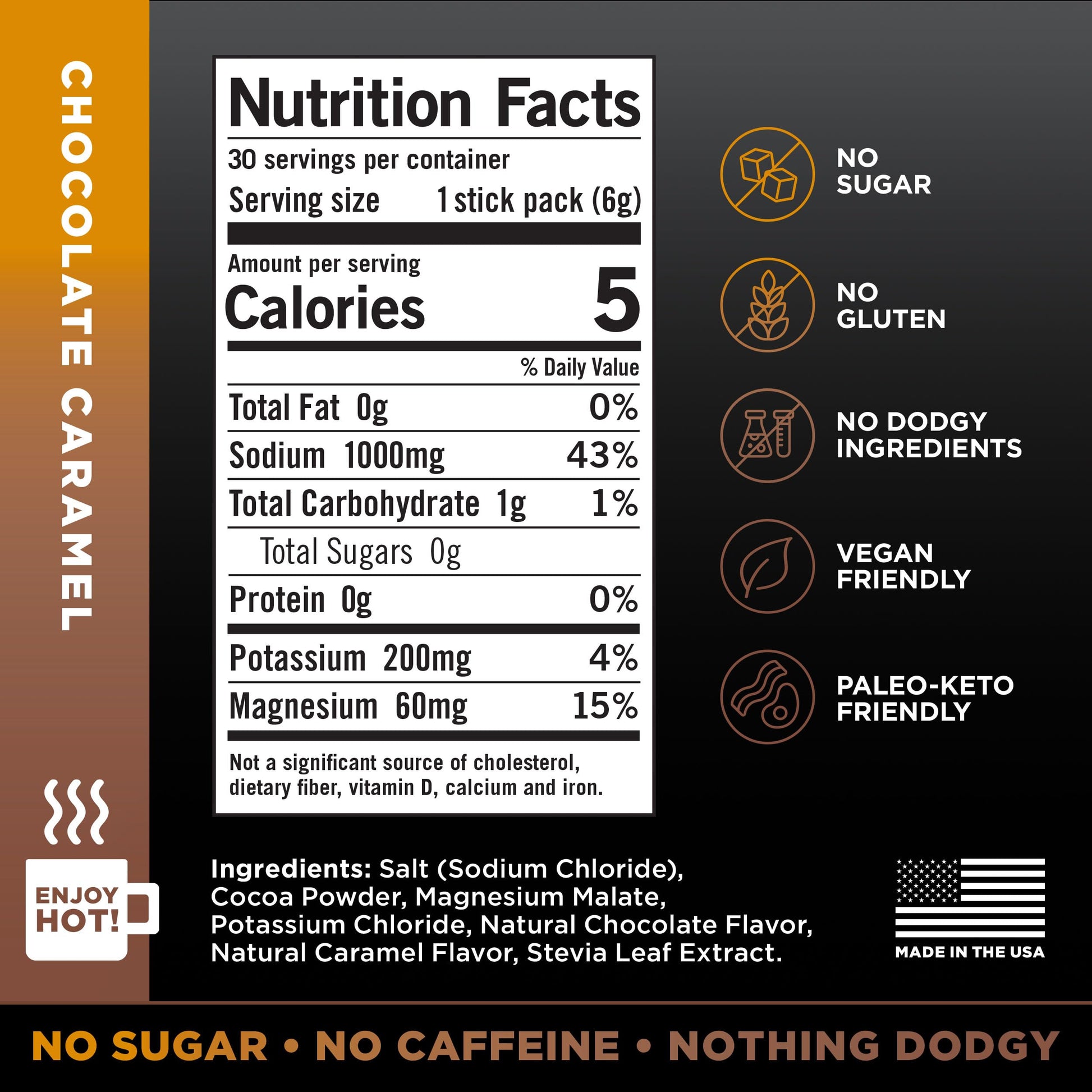 LMNT Zero Sugar Hot Chocolate or Coffee Mixer - Chocolate Caramel Salt | Drink Mix | 30-Count Drink LMNT uk supplements