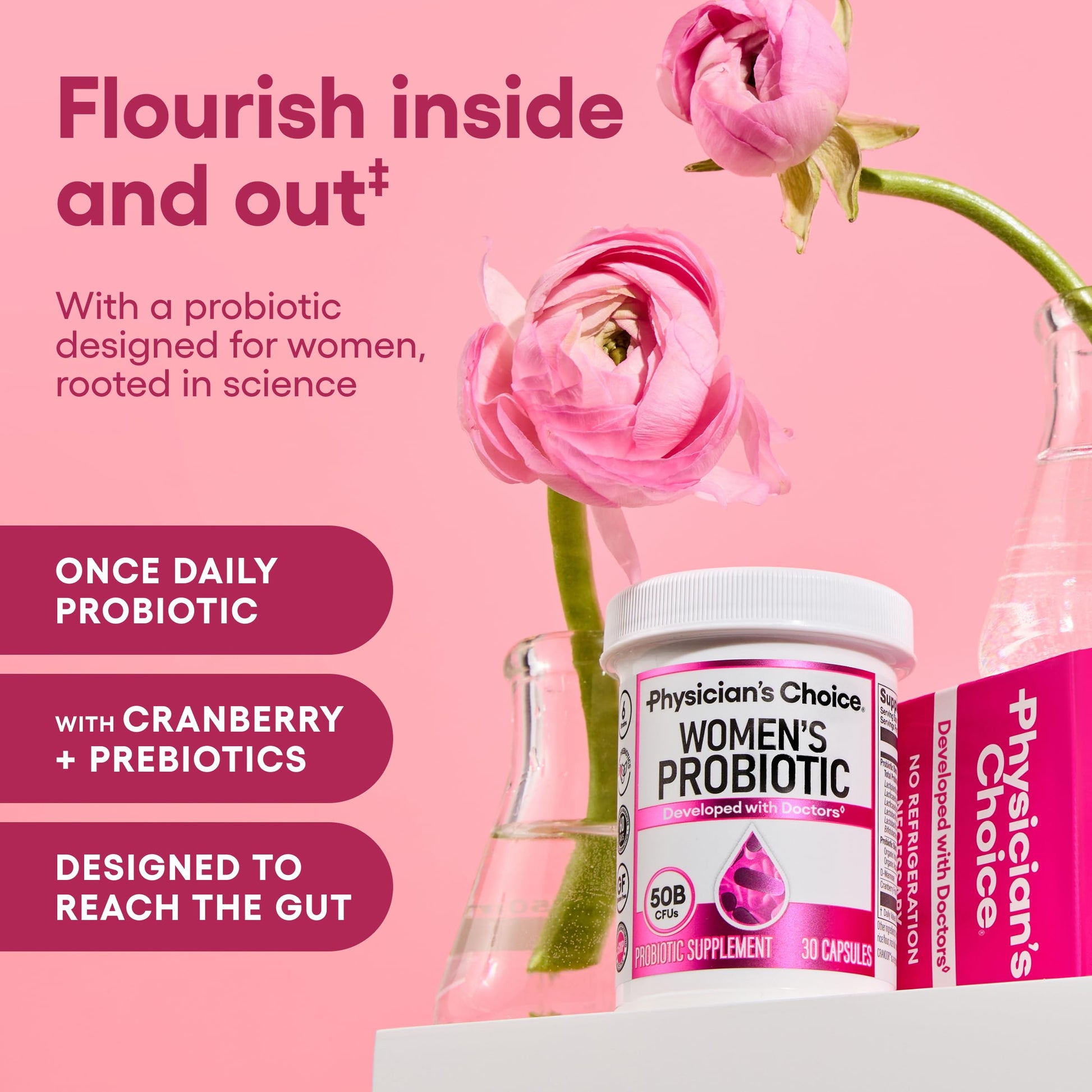 Physician's CHOICE Probiotics for Women - PH Balance, Digestive, UT, & Feminine Health - 50 Billion CFU - 6 Unique Strains for Her - Organic Prebiotics, Cranberry Extract+ - Women Probiotic - 30 CT Physician's CHOICE uk supplements
