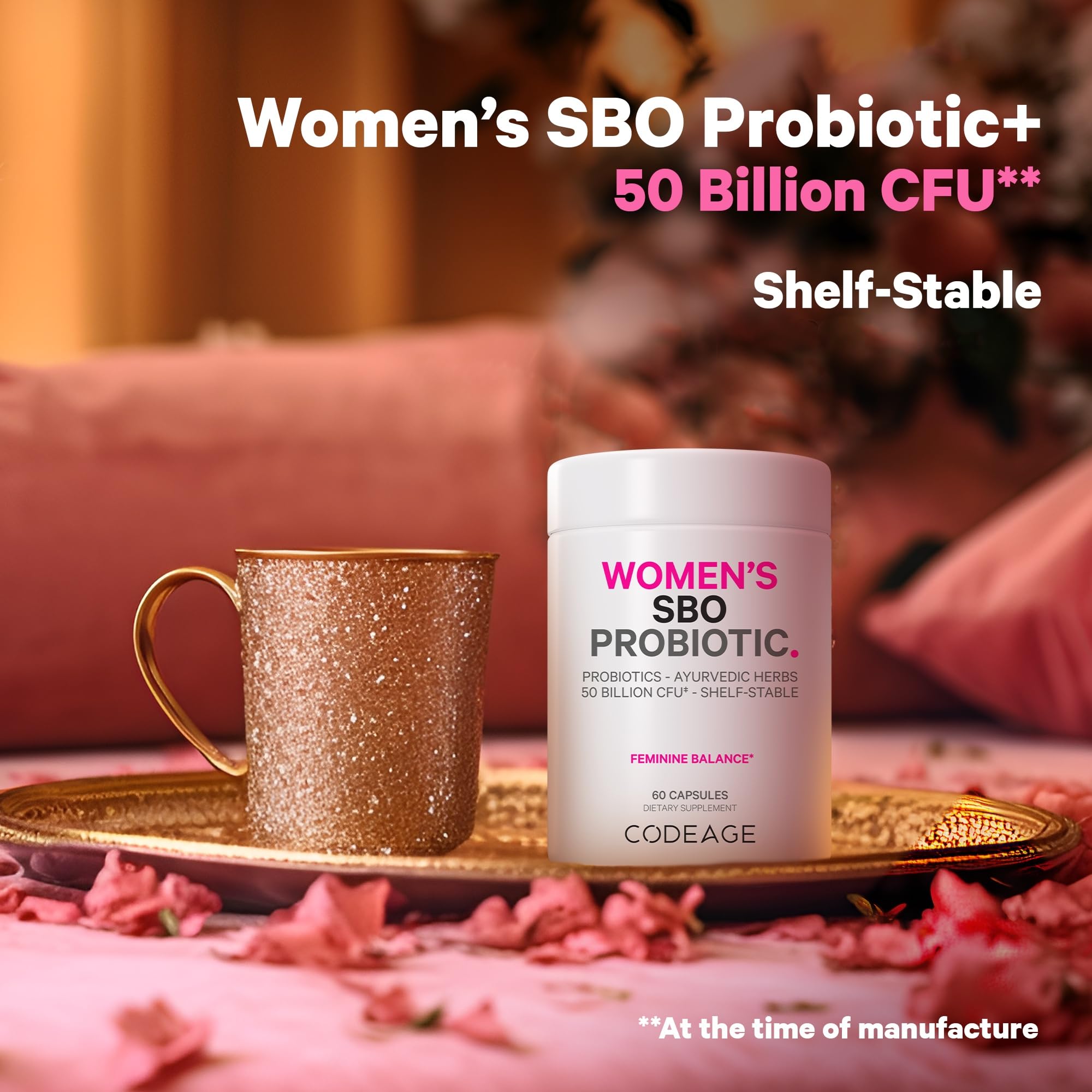 Codeage Women’s Probiotics Supplement - 50 Billion CFUs - SBO Probiotics & Prebiotics - Cranberries - Feminine Health - Fermented Botanical Blend, Whole Food Supplement - Vegan, Non-GMO - 60 Capsules Codeage uk supplements