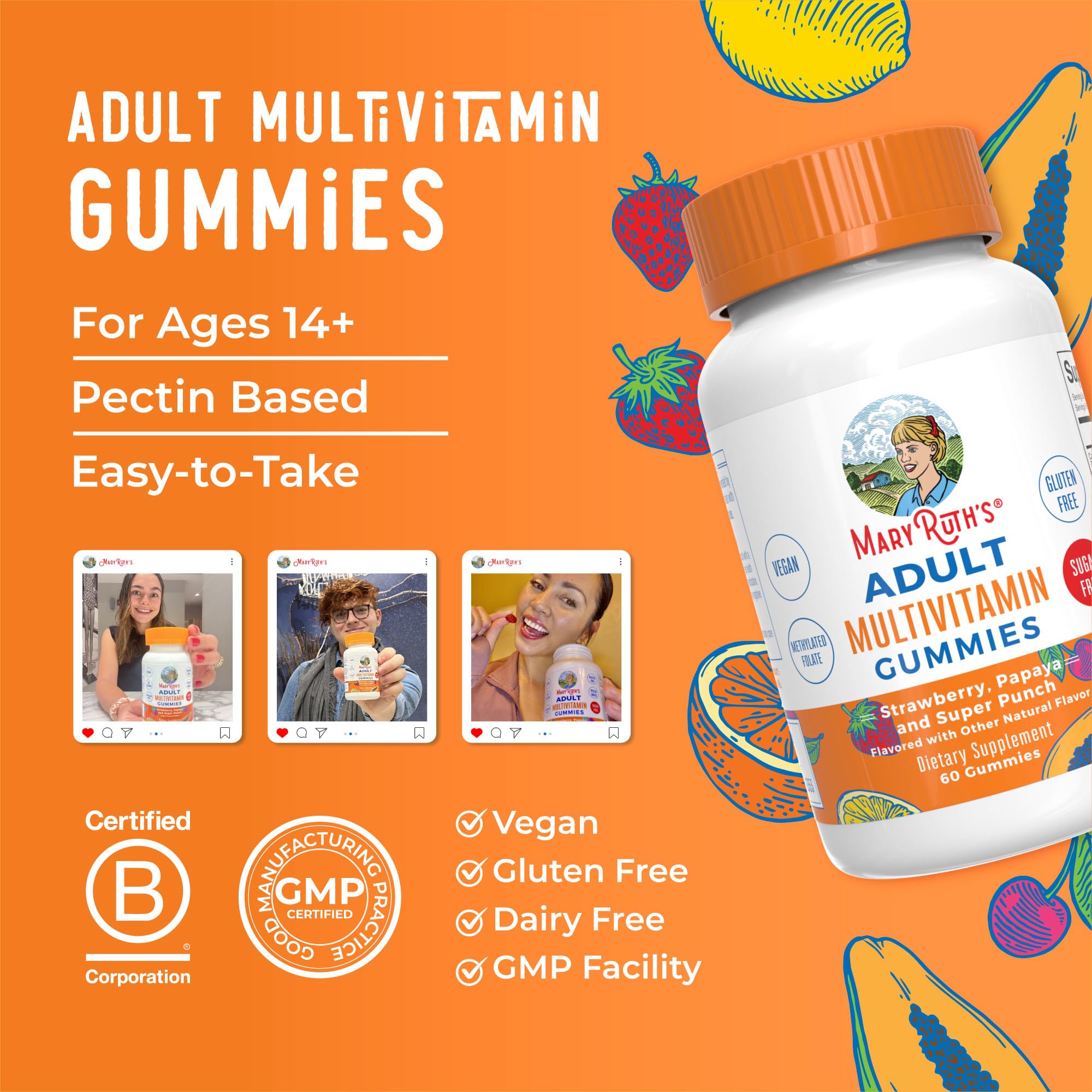 MaryRuth Organics Multivitamin for Women and Men | Sugar Free | Adult Multimineral Gummy with Vitamin C | MaryRuth Organics uk supplements