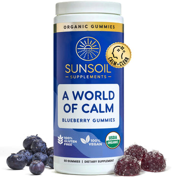 Sunsoil A World of Calm Organic Gummies, USDA Certified Organic, No Glucose, Vegan, Gluten-Free, Plant-Based Sunsoil Supplements uk supplements