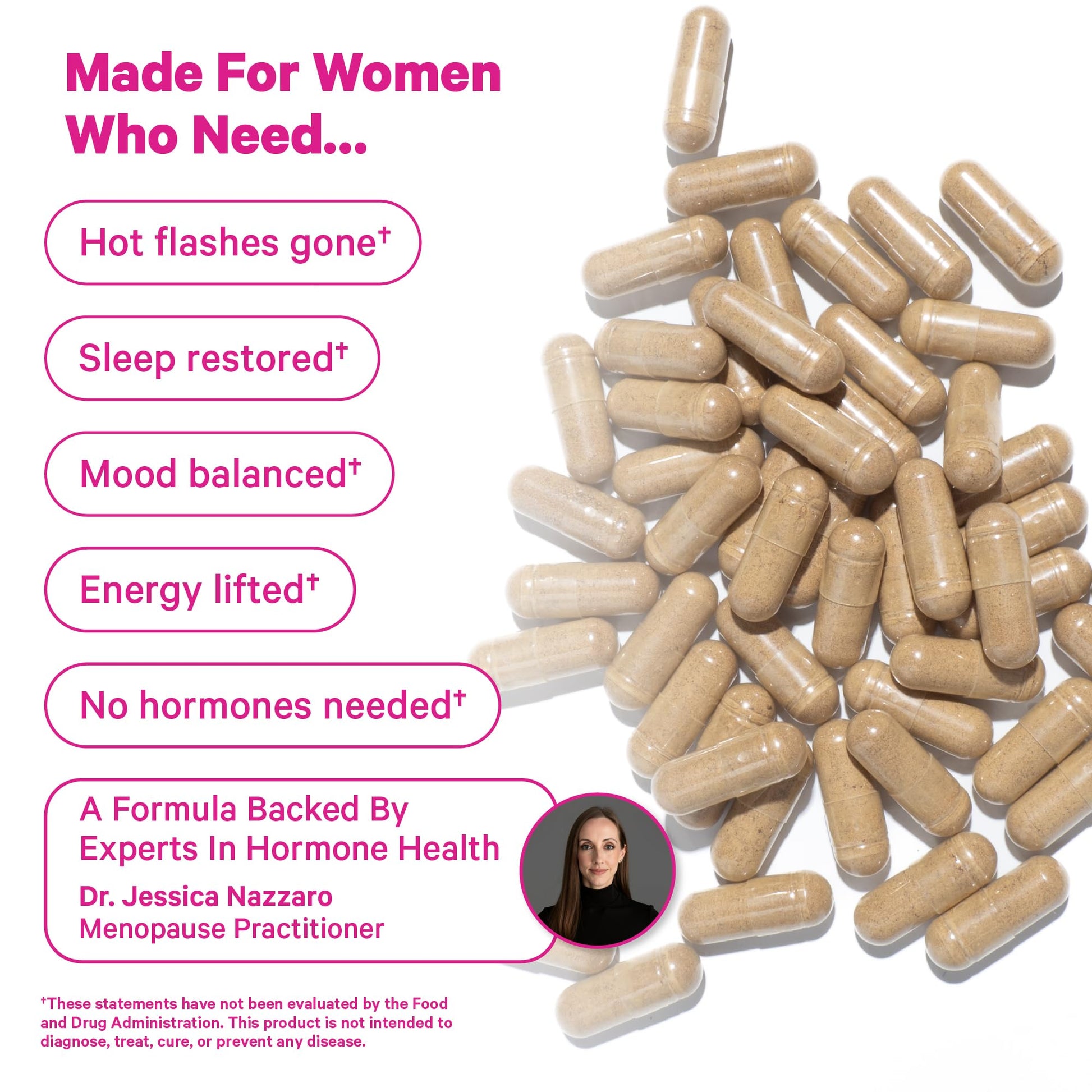 Pink Stork Menopause Support for Women - Hot Flash, Mood, Sleep, Weight, Cortisol & Hormonal Balance - Vegan, Estrogen-Free Perimenopause Relief - Ashwagandha, Maca - 60 Capsules Pink Stork uk supplements