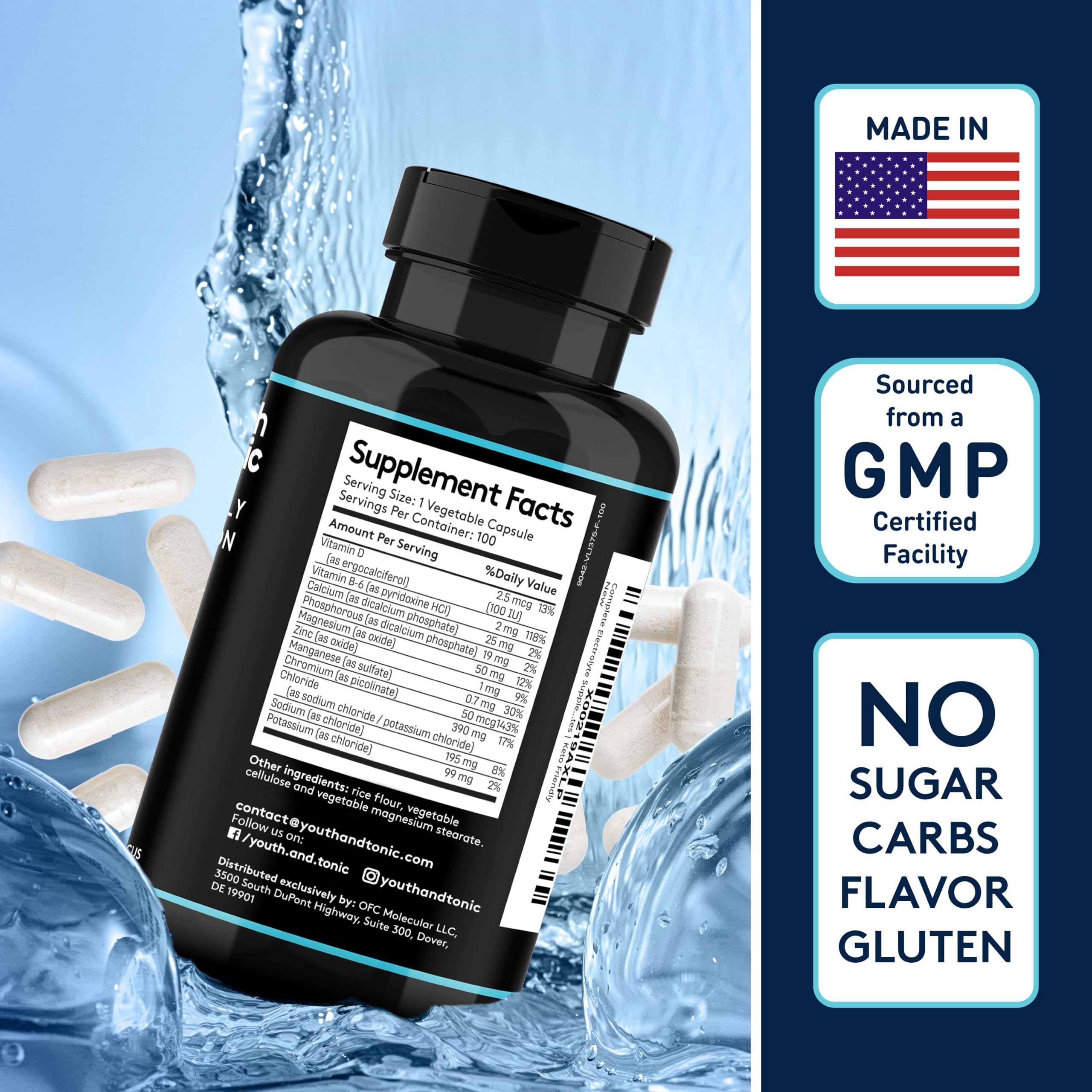 Complete Electrolyte Supplement Pills High Absorption | Cmax Potassium Chloride Magnesium Sodium Calcium Zinc | Boost Endurance Muscle Recovery Mental Focus | Salt Electrolytes Tablets | Keto Friendly Youth & Tonic uk supplements
