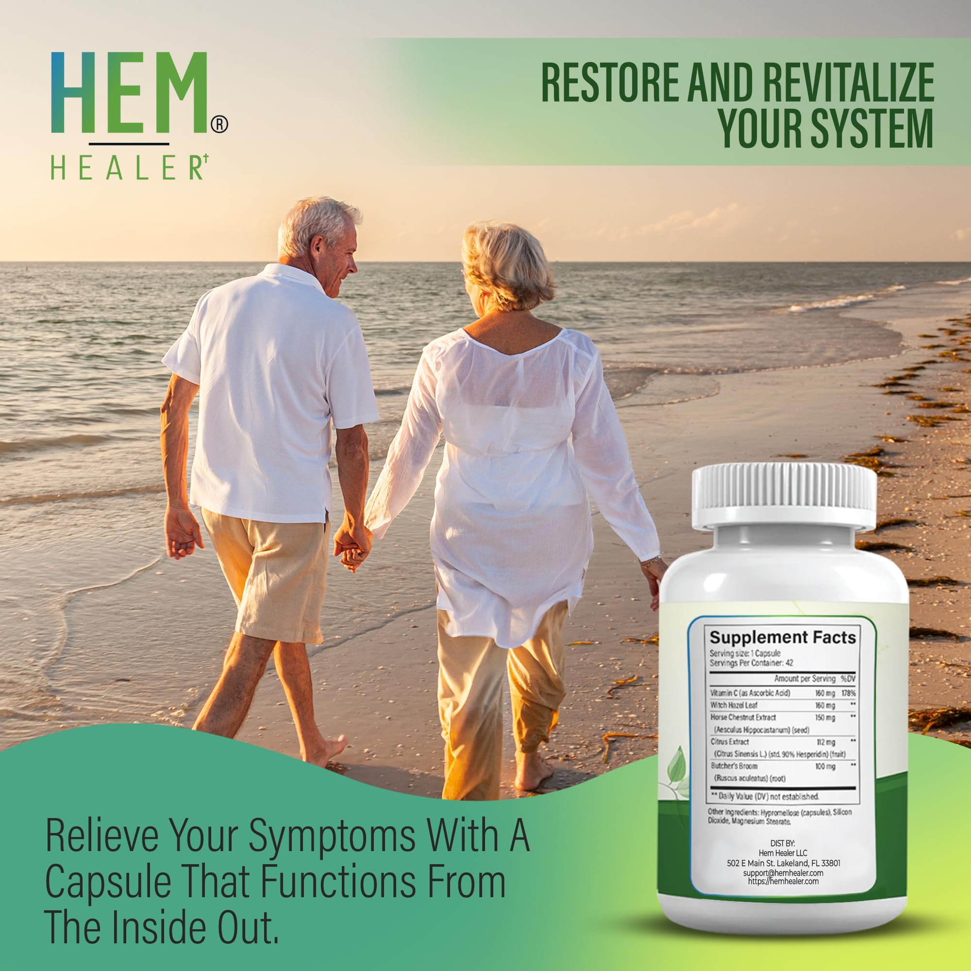 Hem Healer Hem Rescue Hemorrhoid Treatment Supplement - All Natural, Reduces Discomfort & Swelling, Boosts Blood Flow, Oral Botanical Blend, Made in USA - (1 Bottle Pack) Hem Healer uk supplements