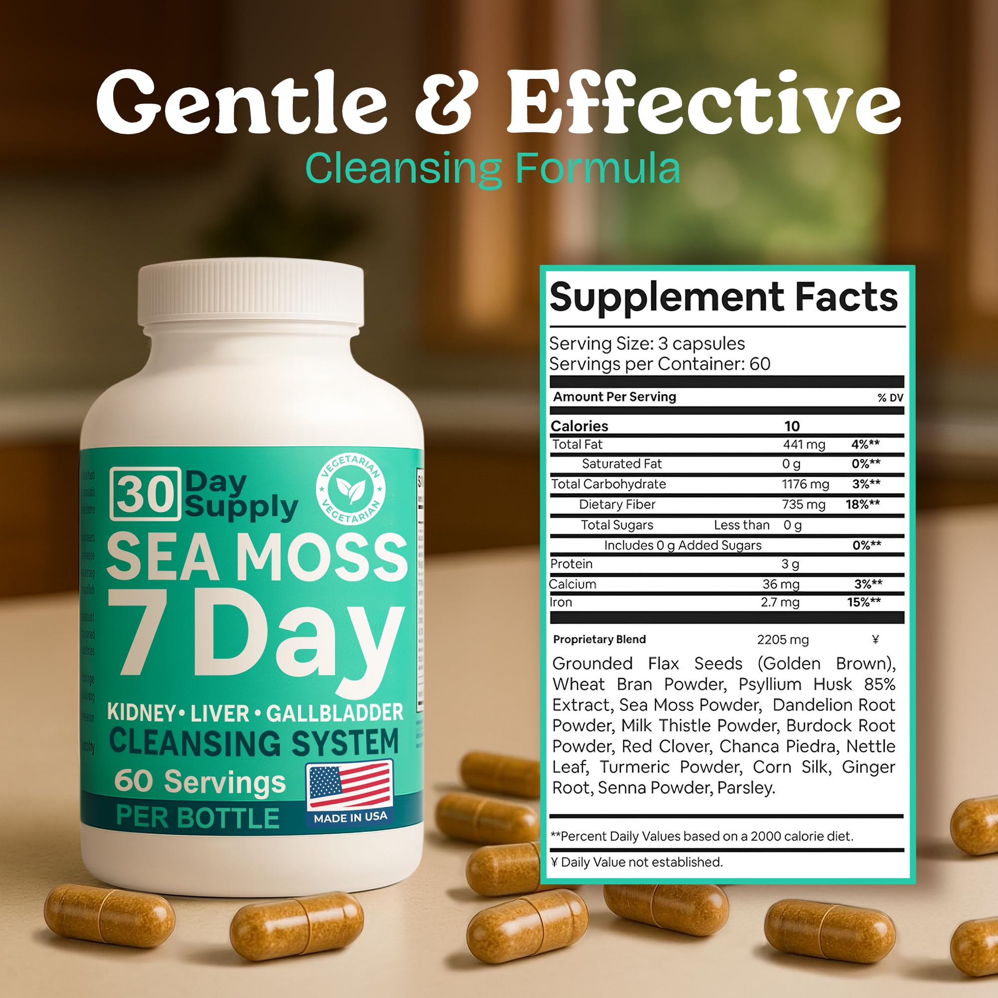 Atlantic Naturals Sea Moss Capsules – 7 Day Herbal Blend for Liver & Gallbladder Wellness – with Dandelion Root, Milk Thistle, Burdock Root, Red Clover & Chanca Piedra – 180 Count Sea Moss Capsules Atlantic Naturals uk supplements