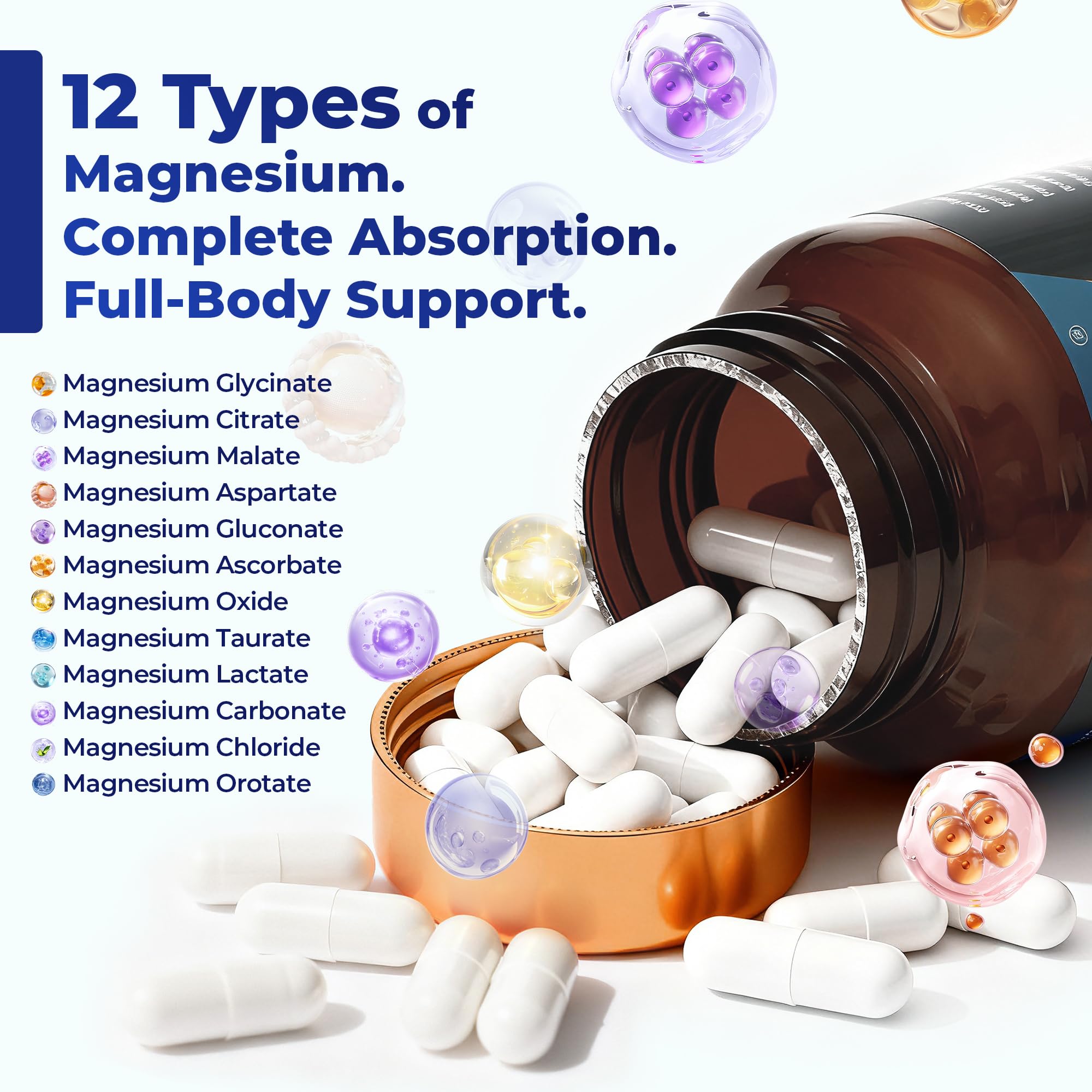 Magnesium Complex 700mg – 12-in-1 Magnesium Supplement with Glycinate, Citrate, Malate, Oxide, Taurate & More – High Absorption for Muscle, Heart, Sleep, Bone, Nerve Support –120 Capsules (1 Pack) Vccvaa uk supplements
