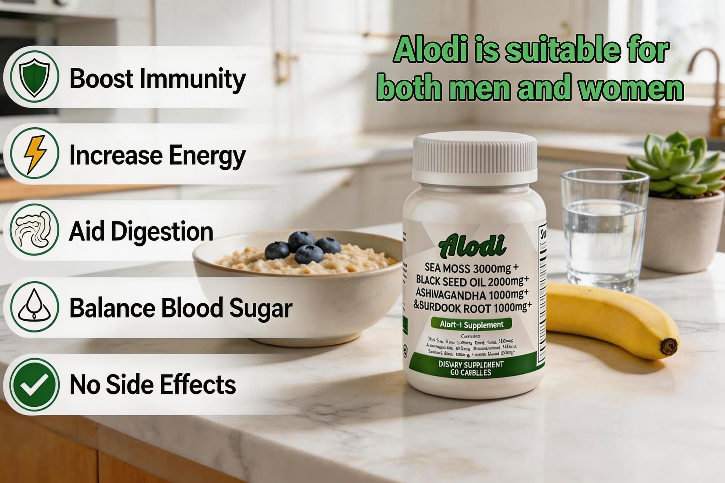 ALODI Super Seaweed Blend Supplement - Contains KSM-66 Ashwagandha, Black Seed Oil, Burdock Root, Kelp, Supports Digestion, Sleep, and Immune Health ALODI uk supplements