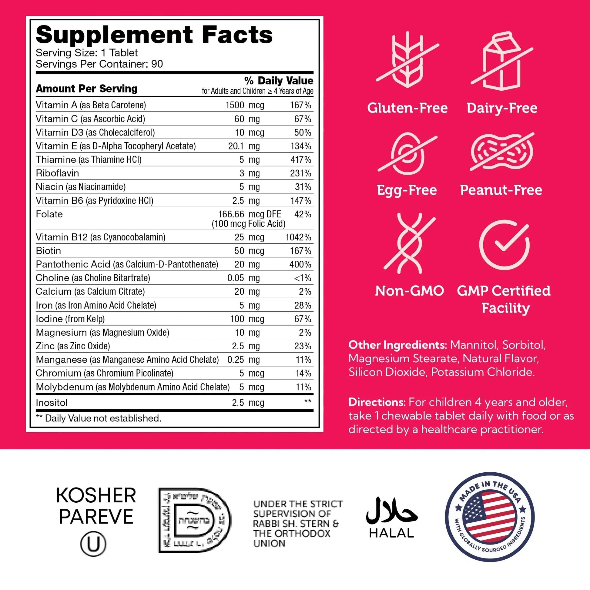 Zahler Kids Multivitamin Chewable Vitamin Tablet - Complete One Daily Vitamins Supplement - Contains 20+ Minerals Zahler uk supplements