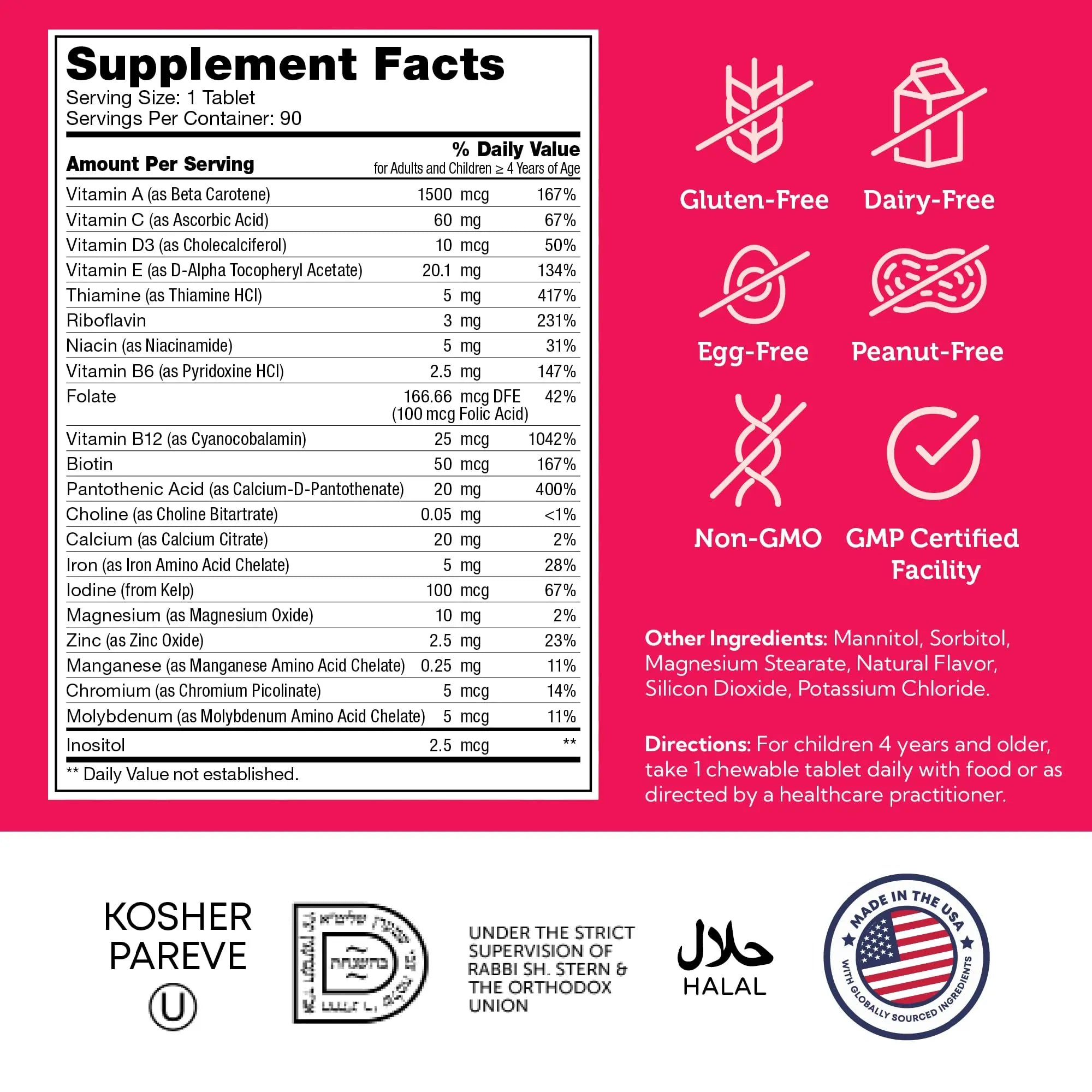 Zahler Kids Multivitamin Chewable Vitamin Tablet - Complete One Daily Vitamins Supplement - Contains 20+ Minerals Zahler uk supplements
