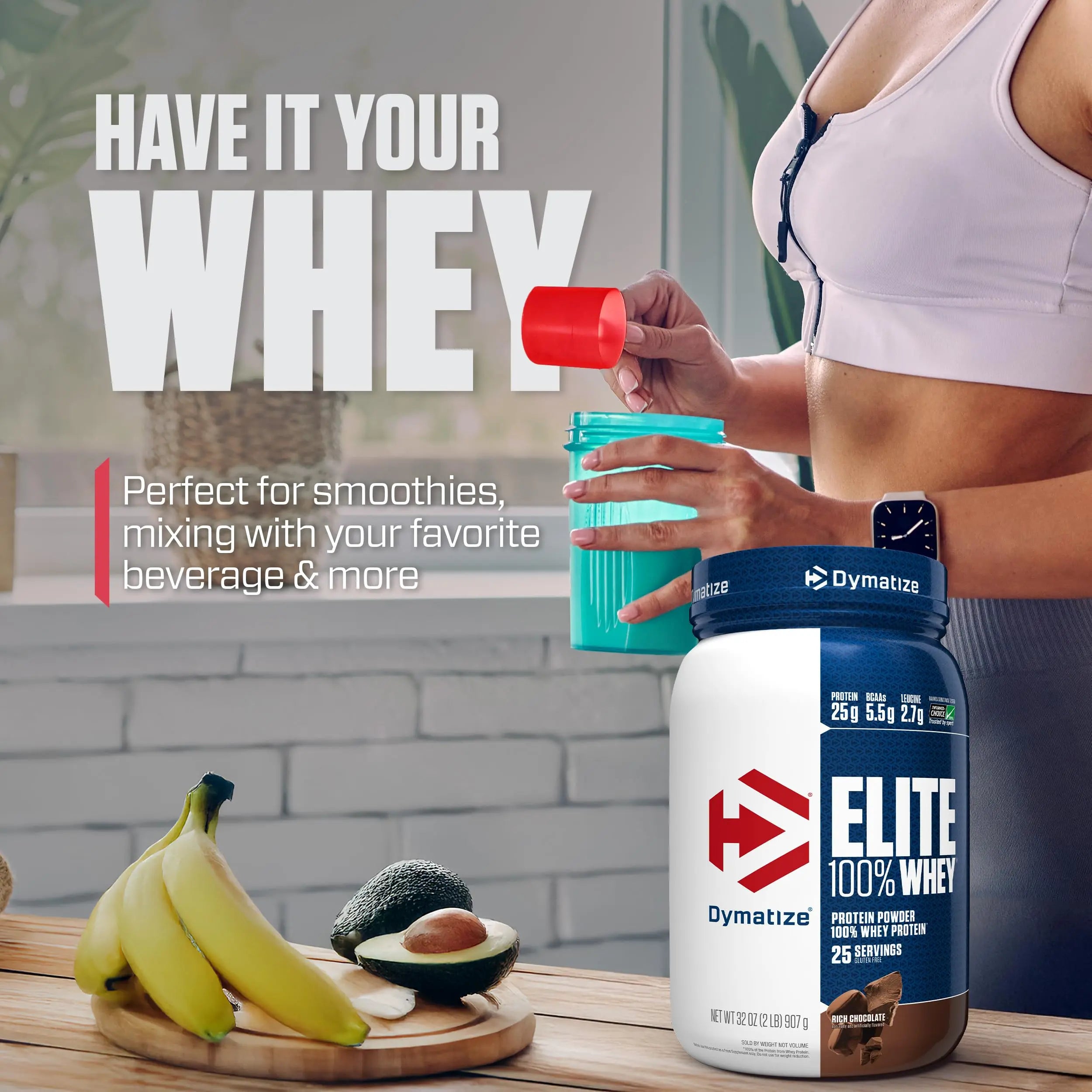 Dymatize Elite 100% Whey Protein Powder, Chocolate, 25g of Protein, 5.5g BCAAs, Less Than 140 Cal., Gluten Free, 3g Carb, 2g Sugar, 3g Fat (25 Servings) Dymatize uk supplements